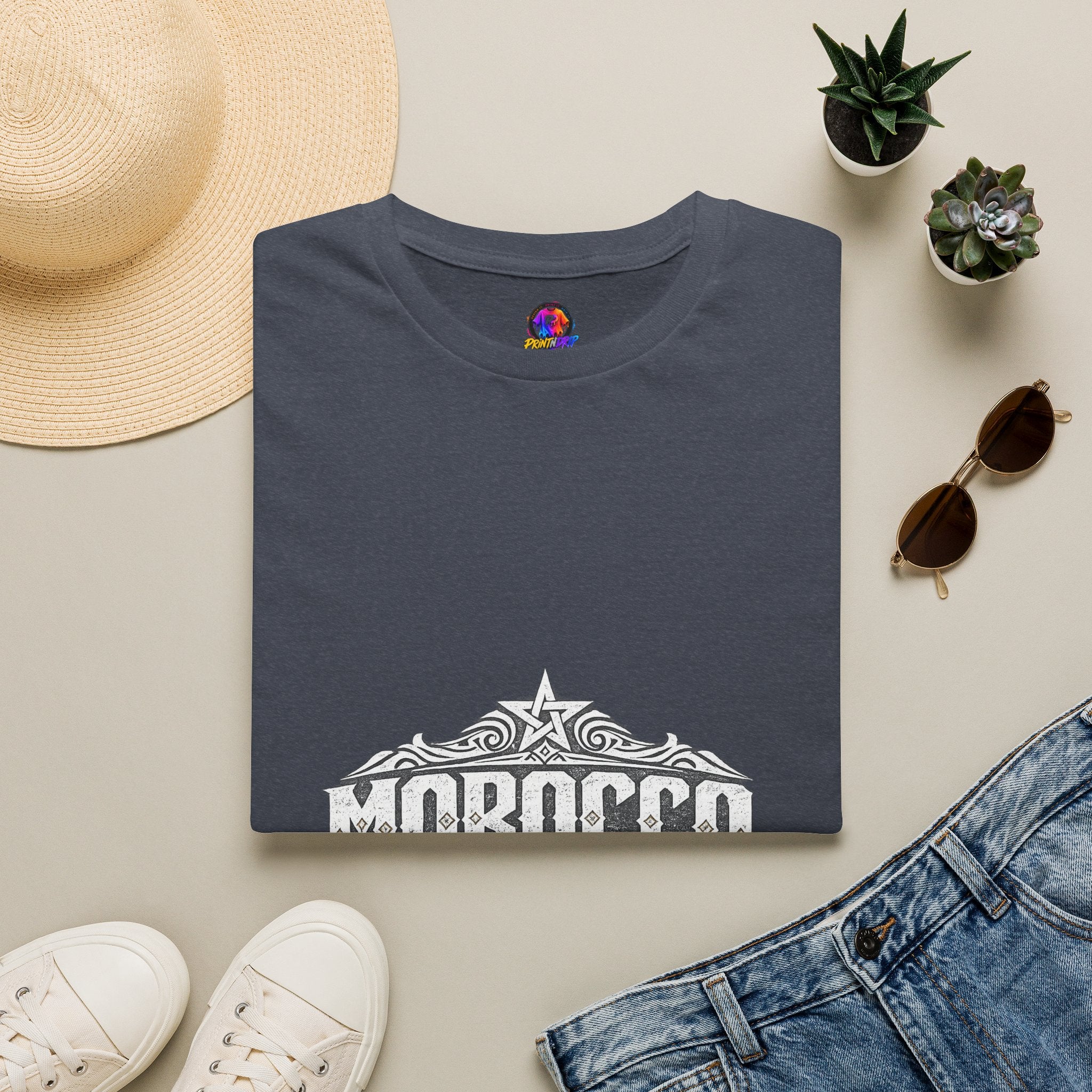 Morocco Vintage Graphic T-Shirt — Travel Tee with Ornamental Crest