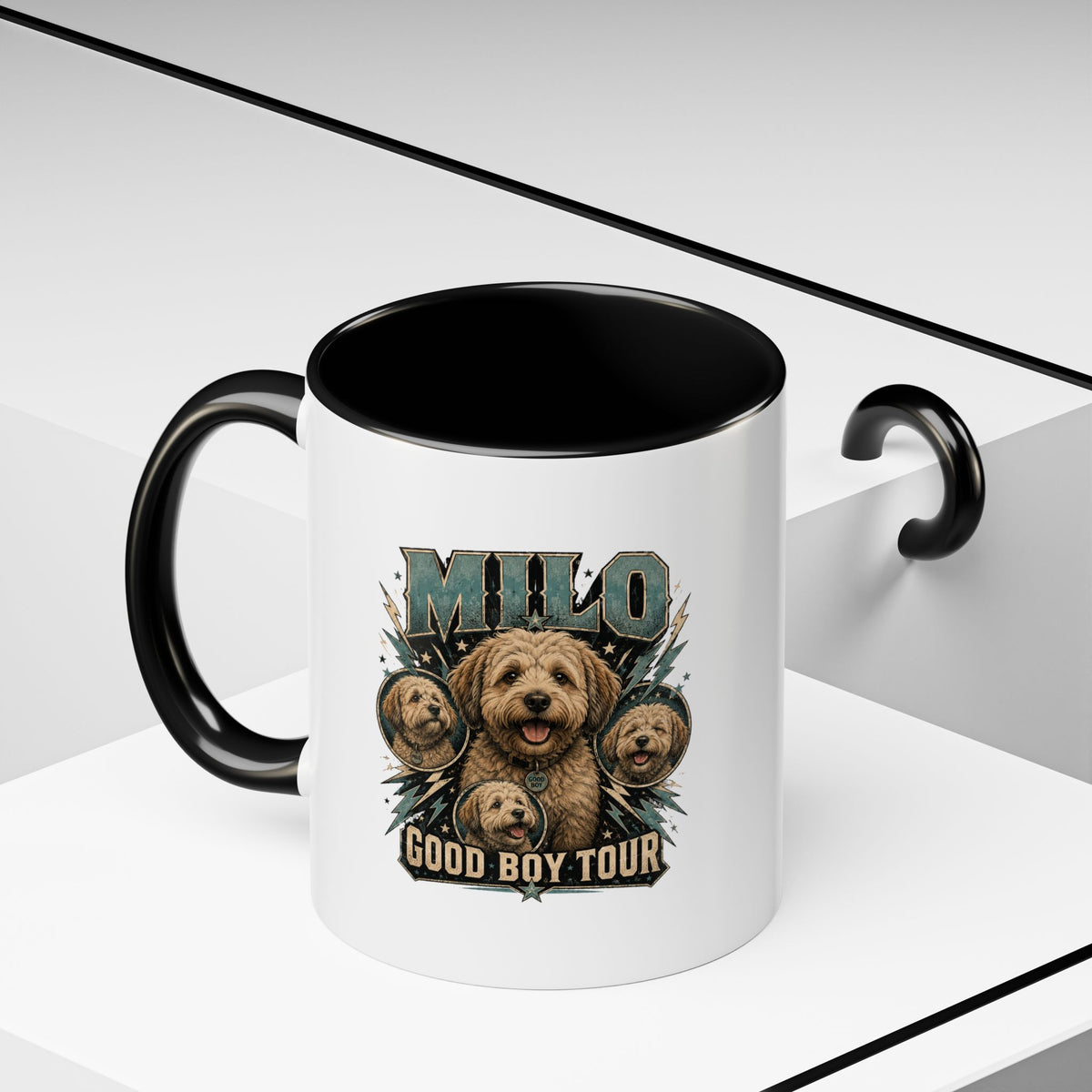 Milo Bailey Dog Dad Mom Milo "Good Boy Tour" Accent Coffee Mug – Personalized Dog Lover Gift