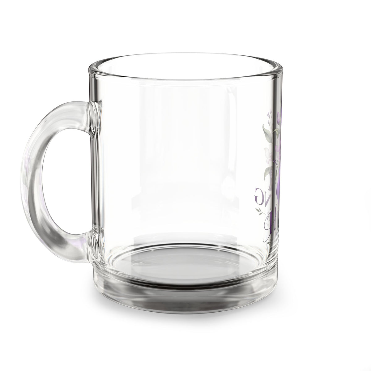 Healing Is Power Purple Ribbon Glass Mug — 10oz Domestic Violence Awareness Coffee Cup