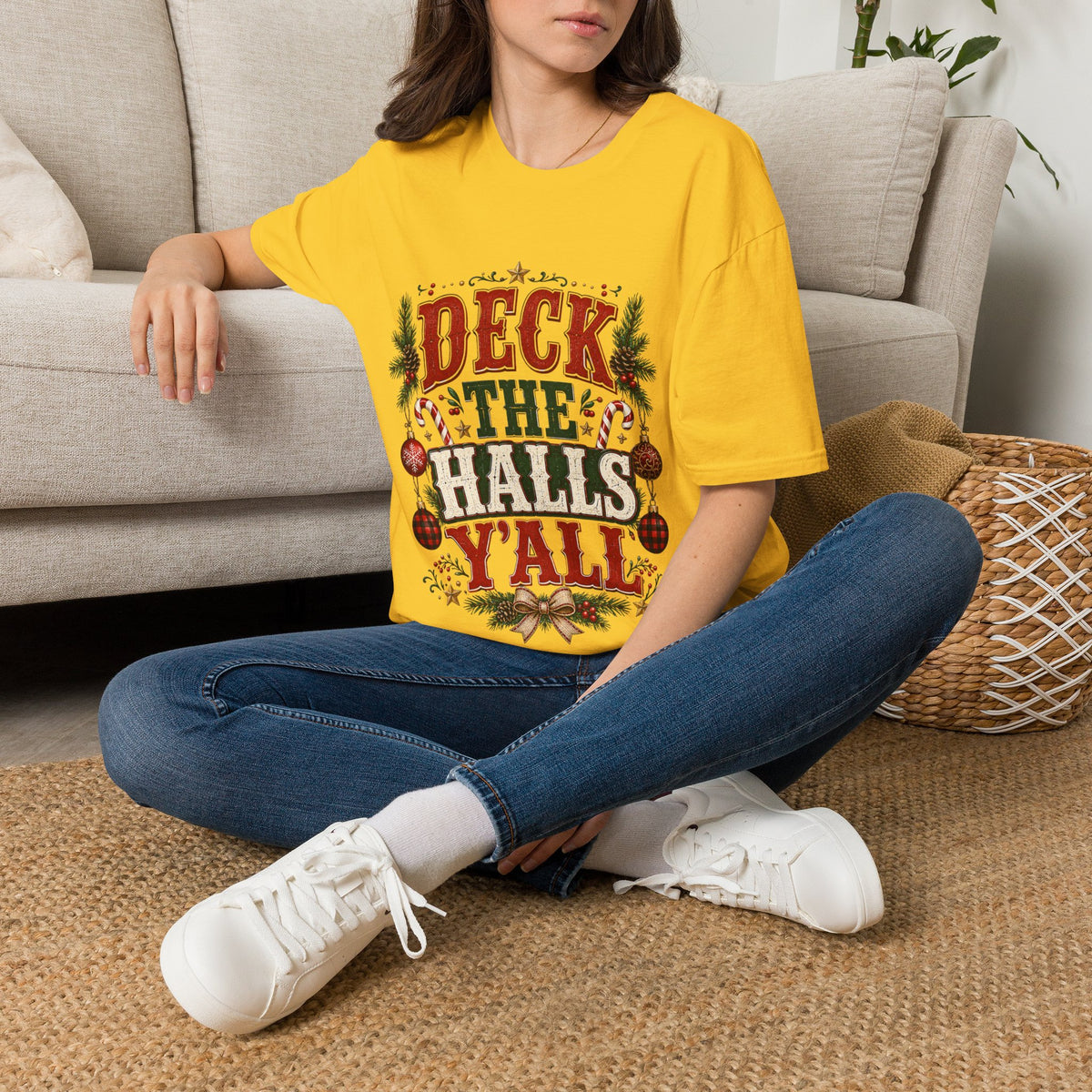 Deck the Halls Y'All T-Shirt — Festive Christmas Holiday Tee