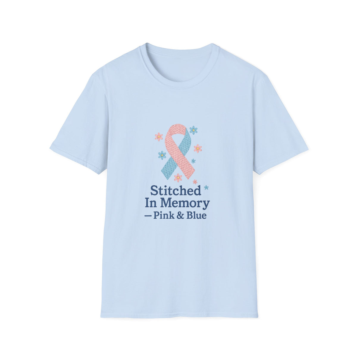In Memory Pink & Blue Ribbon T-Shirt — "Stitched In Memory" Awareness Tee - Trending Now - October 2026