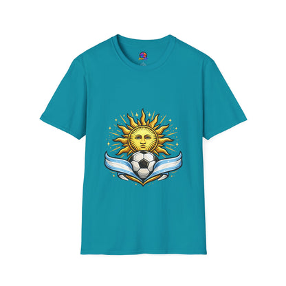 Argentina Sun Face Soccer T-Shirt — Retro Celestial Football Tee