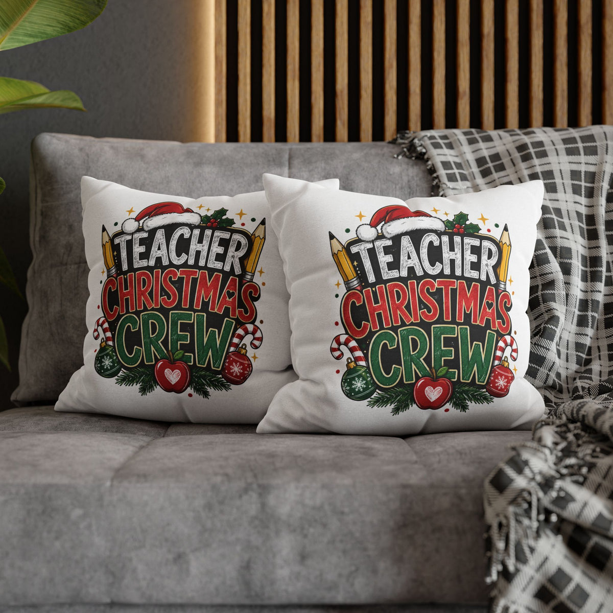 Teacher Christmas Crew Pillowcase — Festive Holiday Gift for Teachers