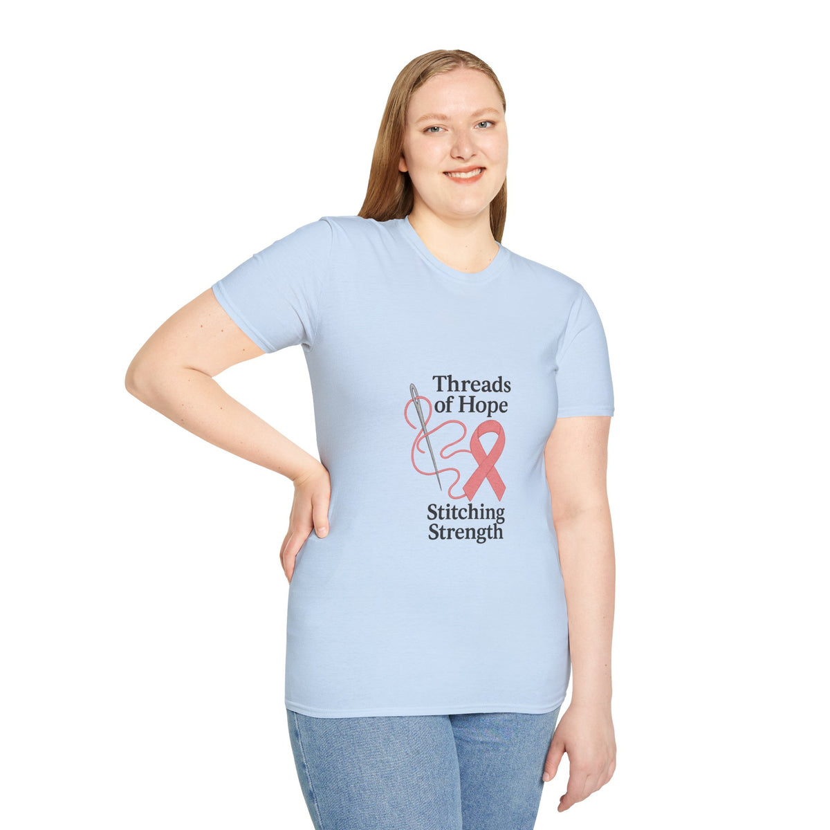 Threads of Hope Breast Cancer Awareness T-Shirt — Stitching Strength Ribbon - Trending Now - October 2026