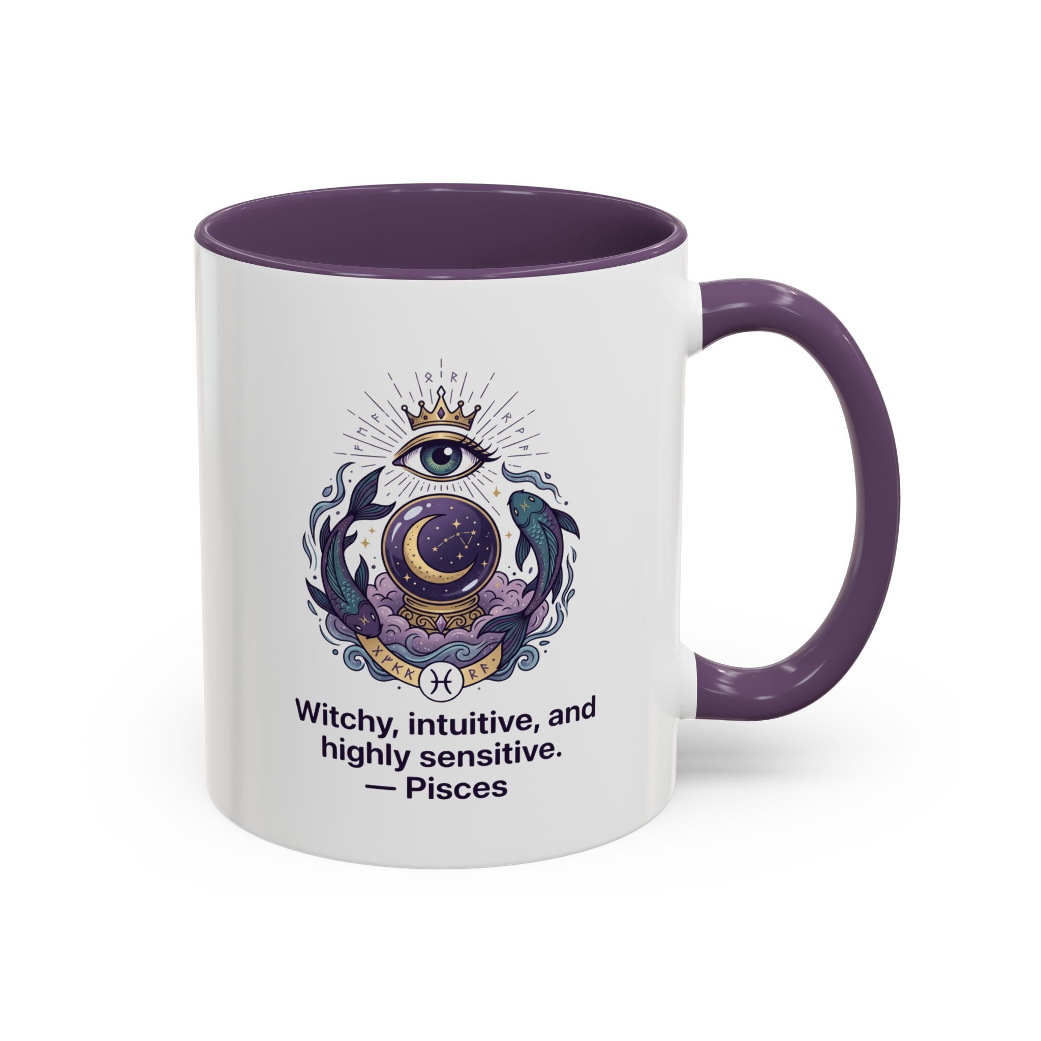 Pisces Witchy Accent Mug — "Witchy, intuitive, and highly sensitive" Astrology Coffee Cup (11/15oz)