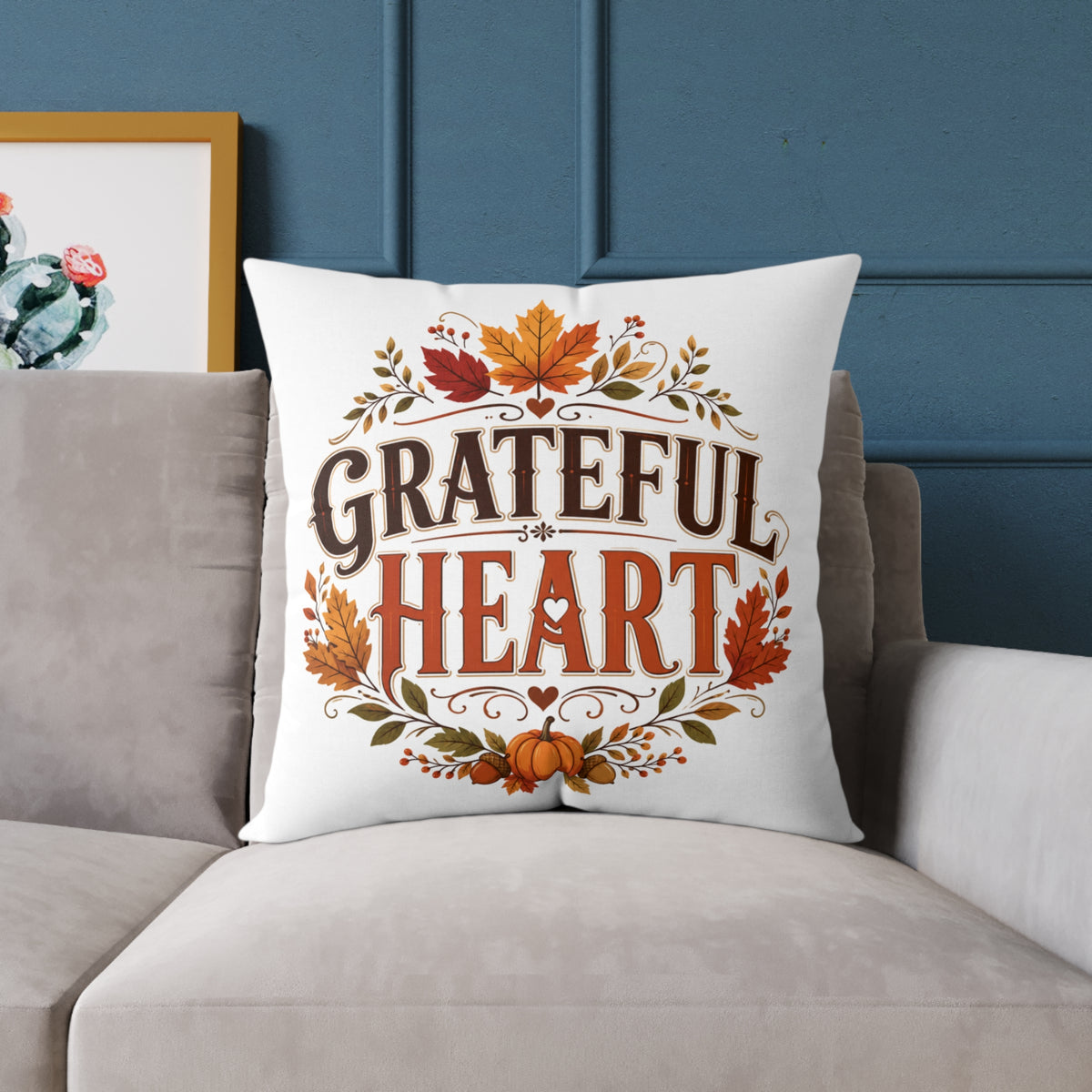 Thanksgiving Grateful Heart Fall Pillow — Thanksgiving Autumn Decorative Throw Pillow