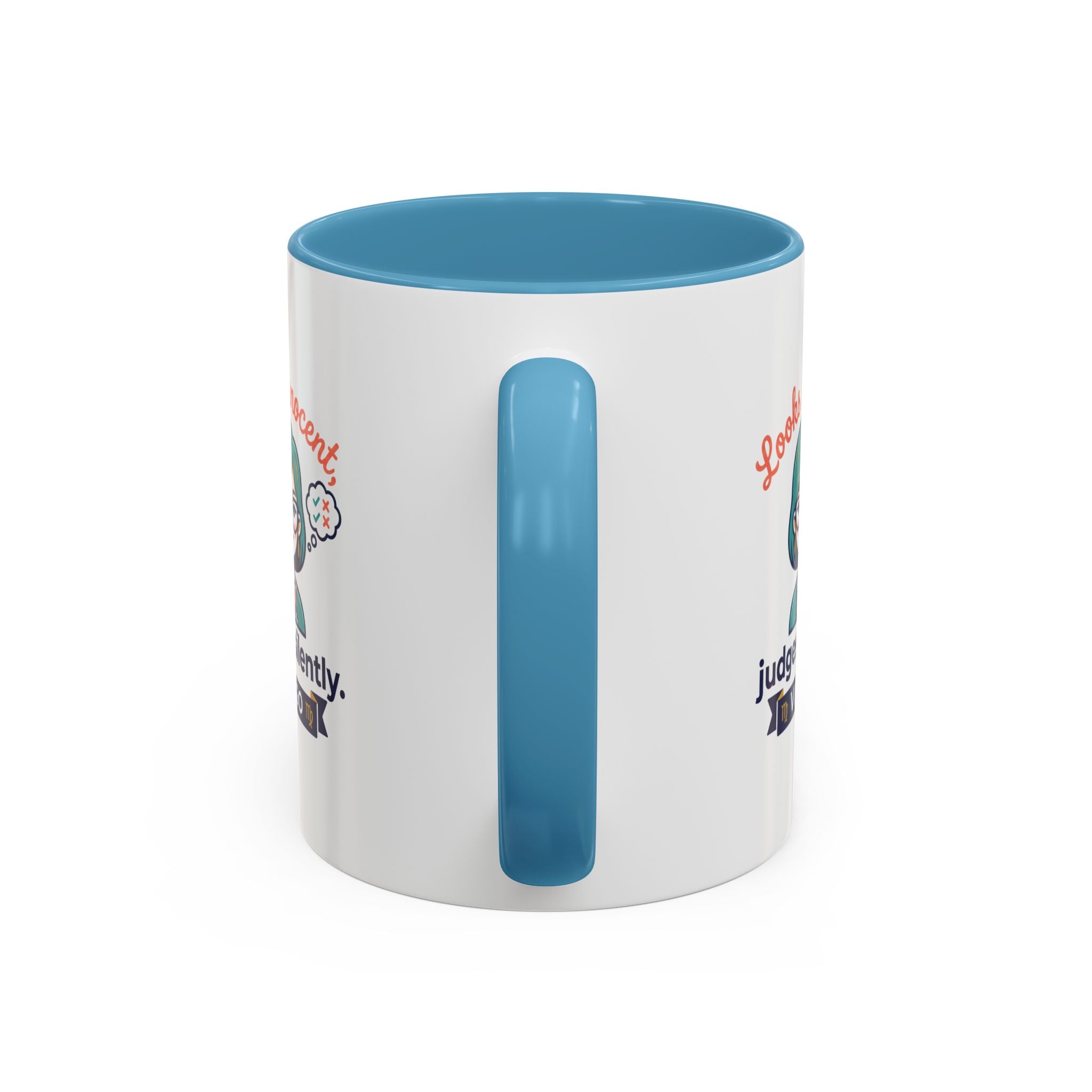 Virgo Accent Coffee Mug - "Looks Innocent, Judges Silently" Zodiac Astrology Gift