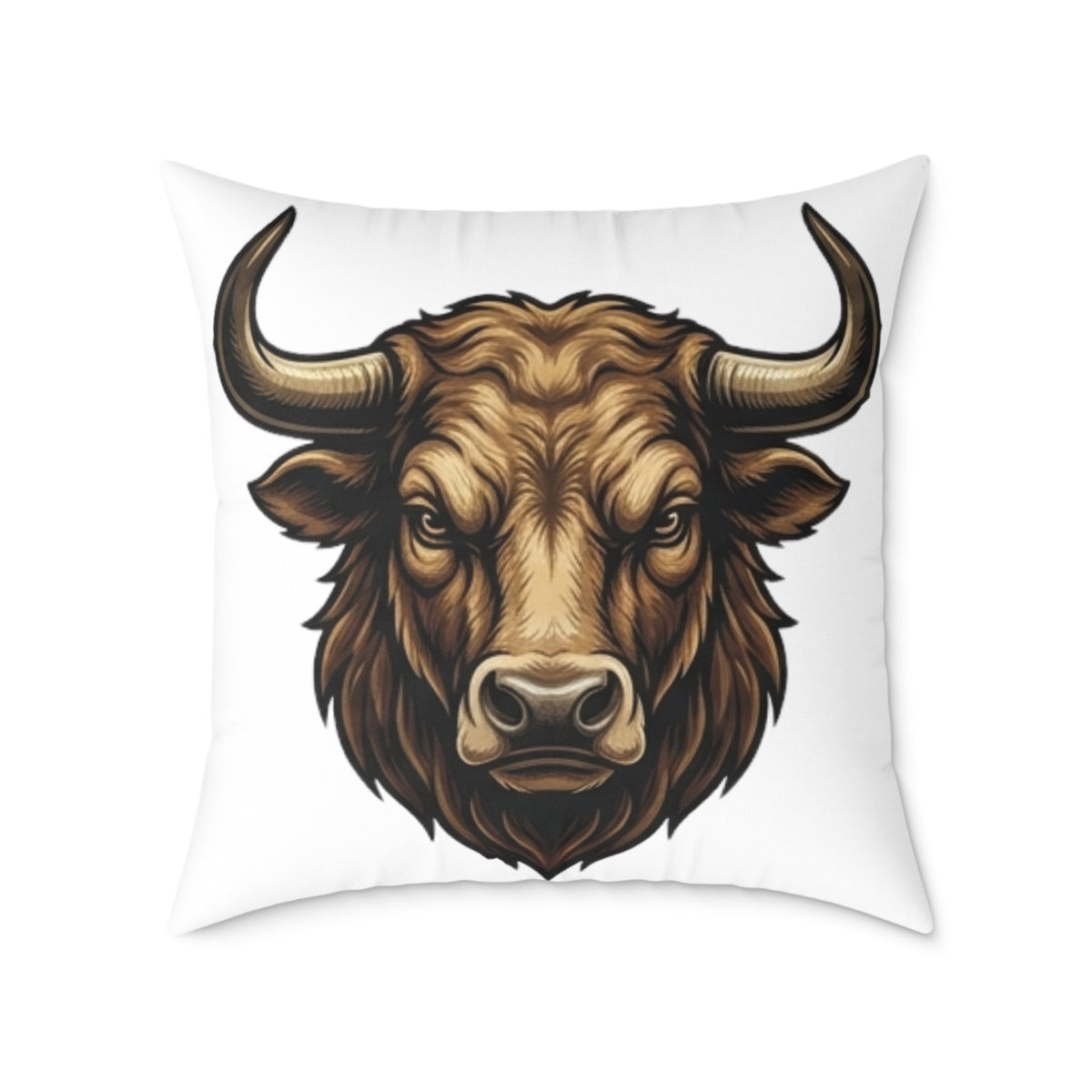 Taurus Bull Head  Square Poly Canvas Pillow