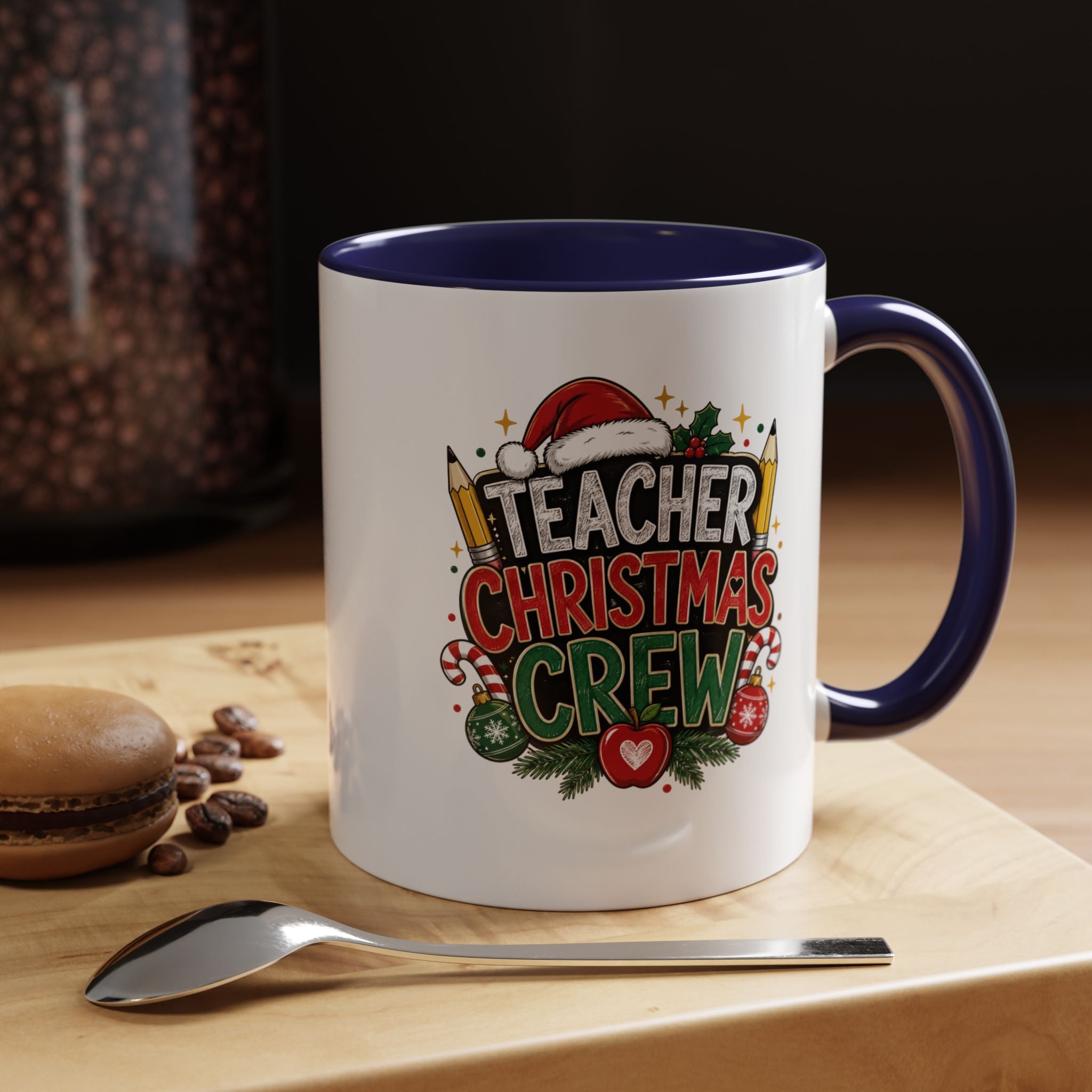 Teacher Christmas Crew Accent Coffee Mug – Holiday Teacher Gift