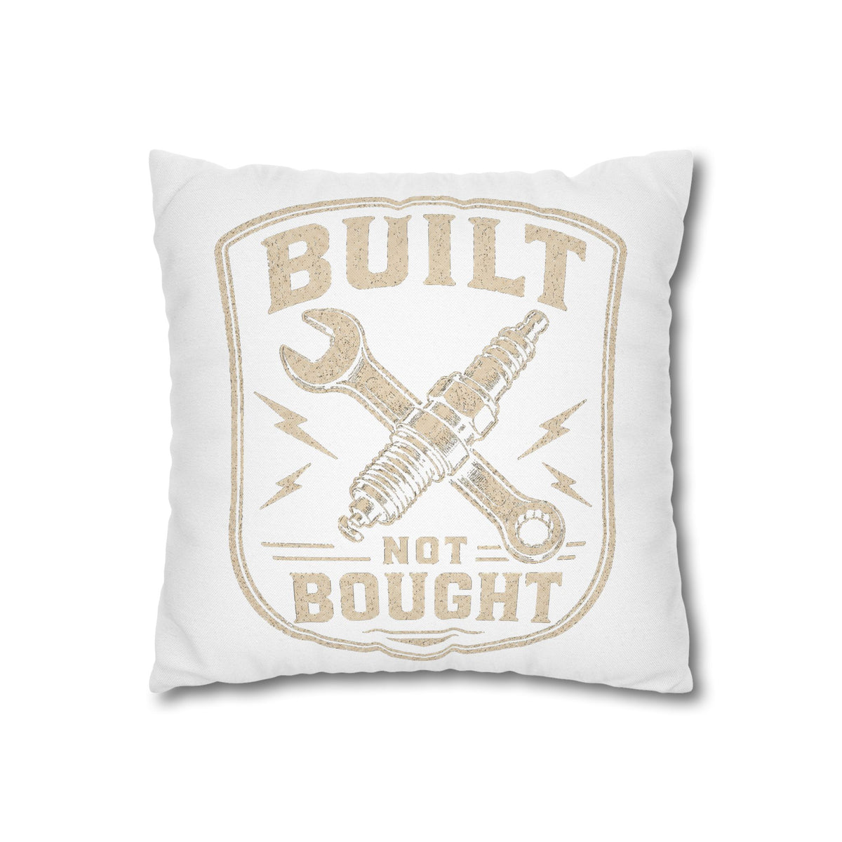 Built Not Bought Decorative Pillowcase Milo Bailey Dog Dad Mom — Mechanic Vintage Spark Plug & Wrench Accent
