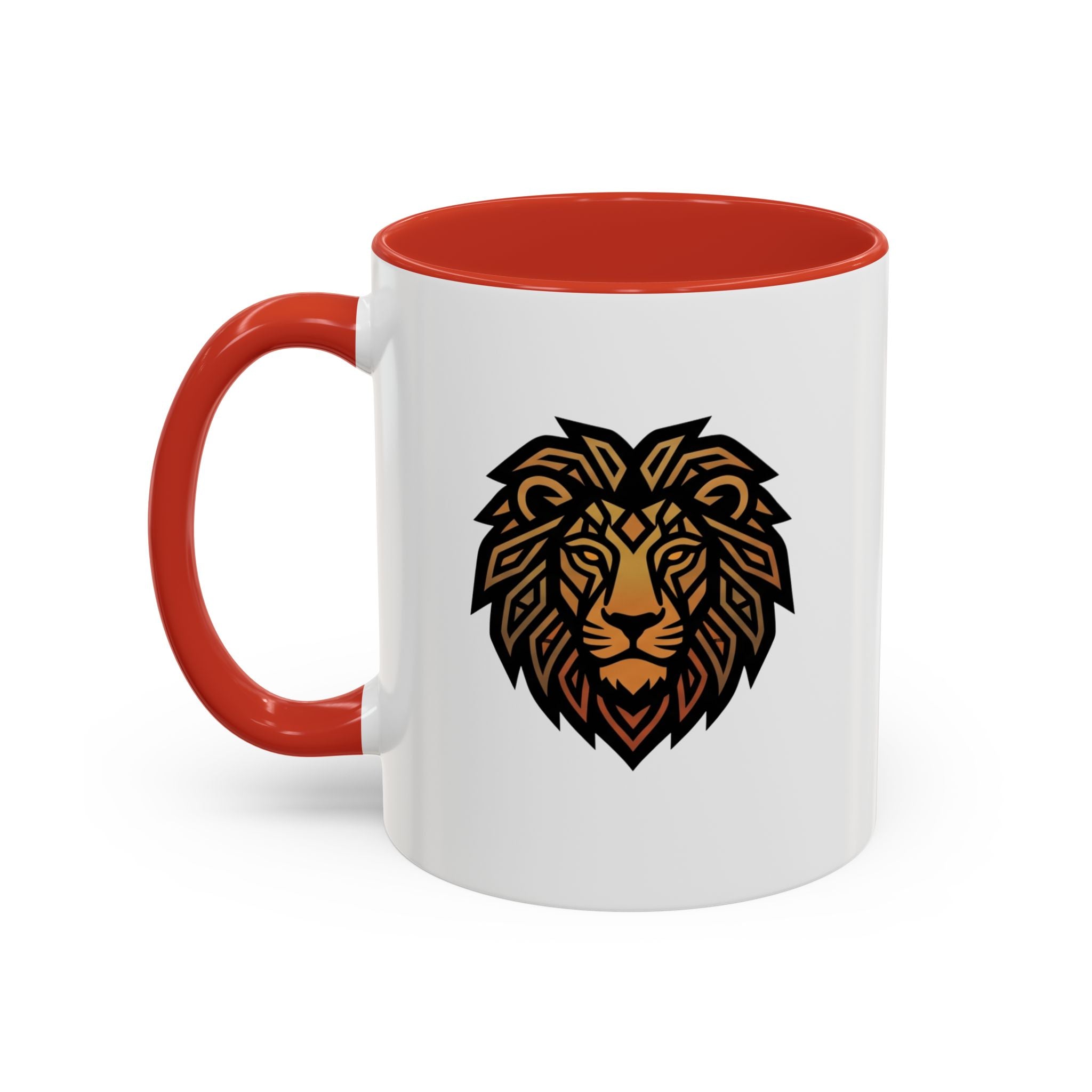 Lion Head Accent Coffee Mug — Bold Geometric Mane Design