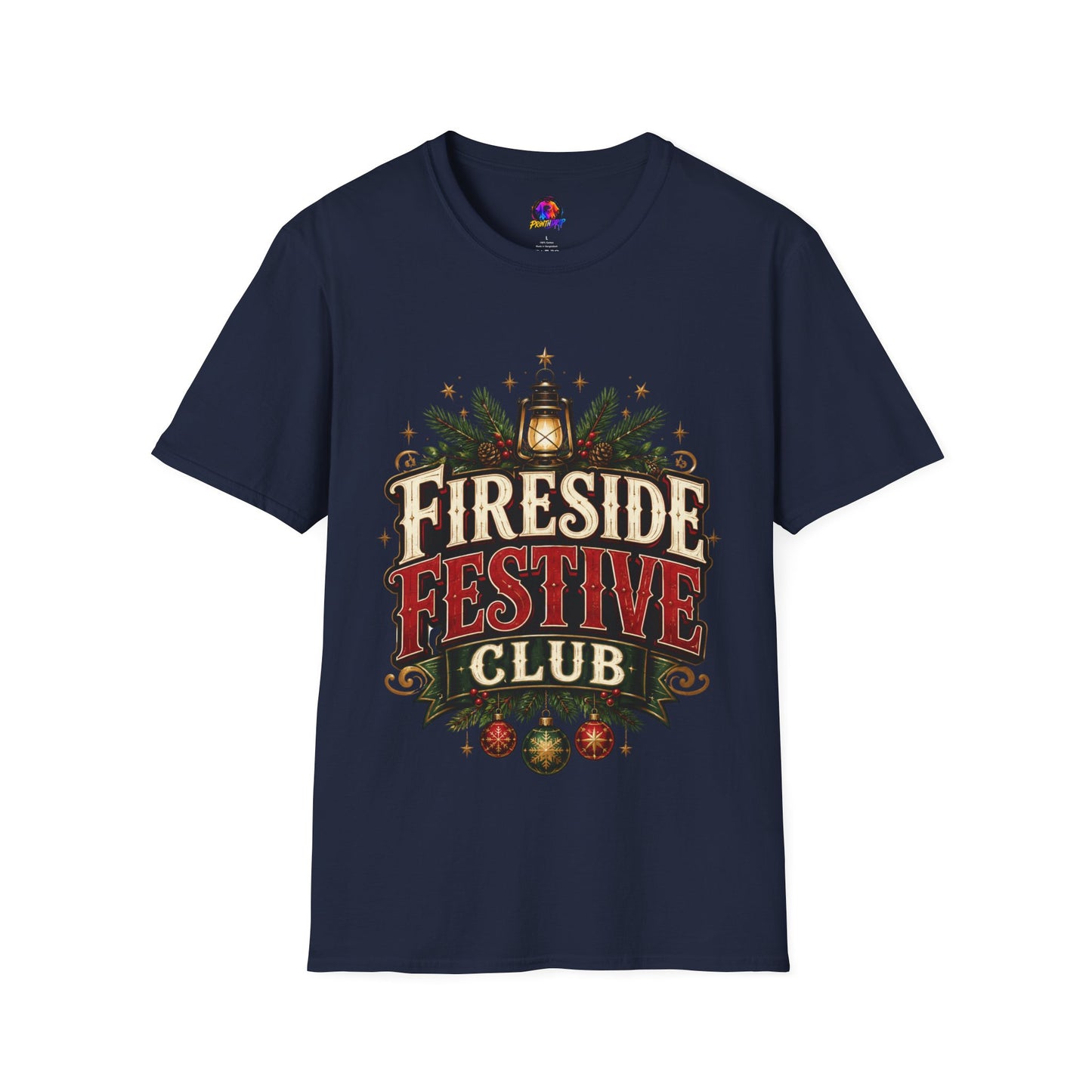 Fireside Festive Club T-Shirt — Cozy Holiday Lantern Graphic Tee