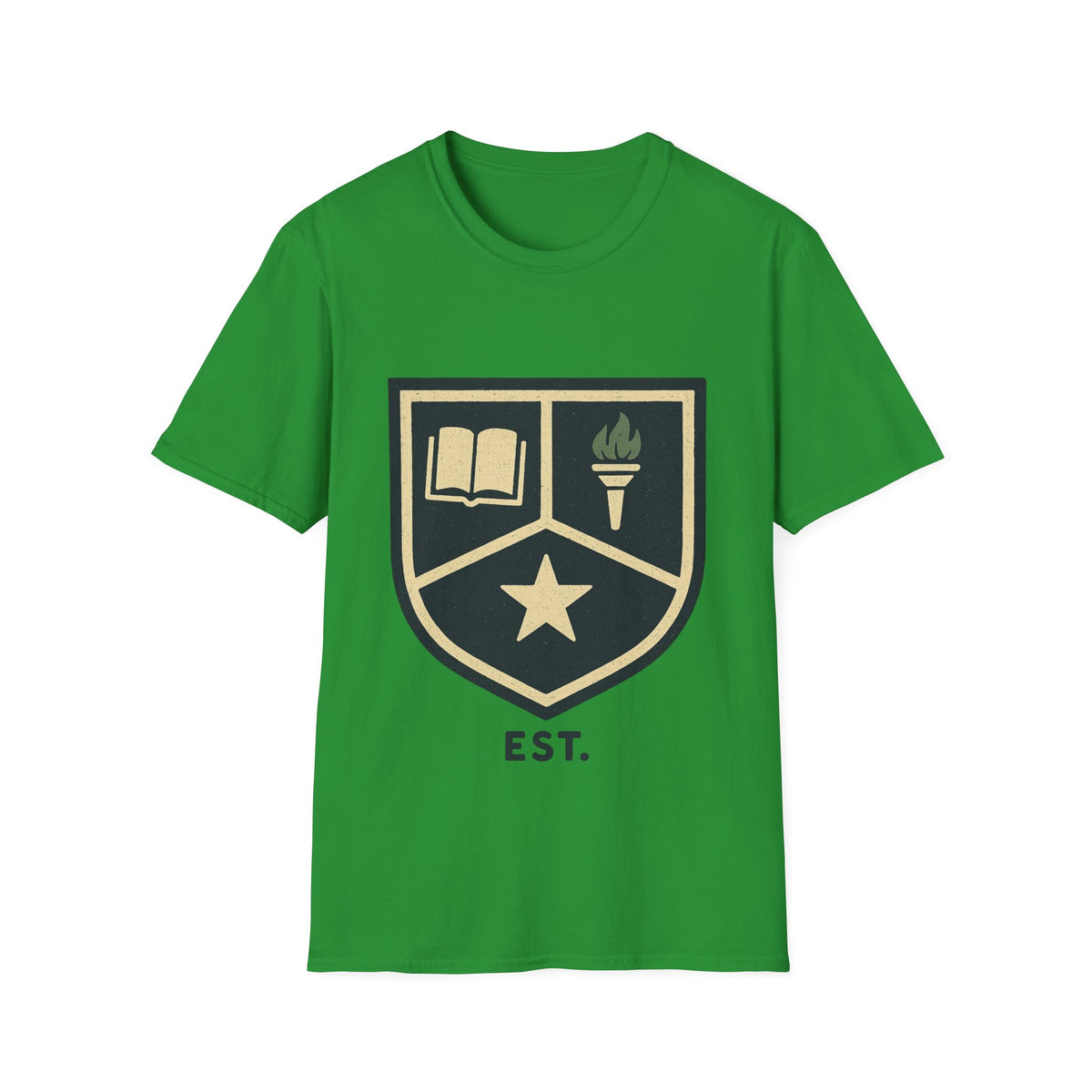 Academy Crest T-Shirt — Book & Torch Vintage Shield Tee - Trending Now - August 2026