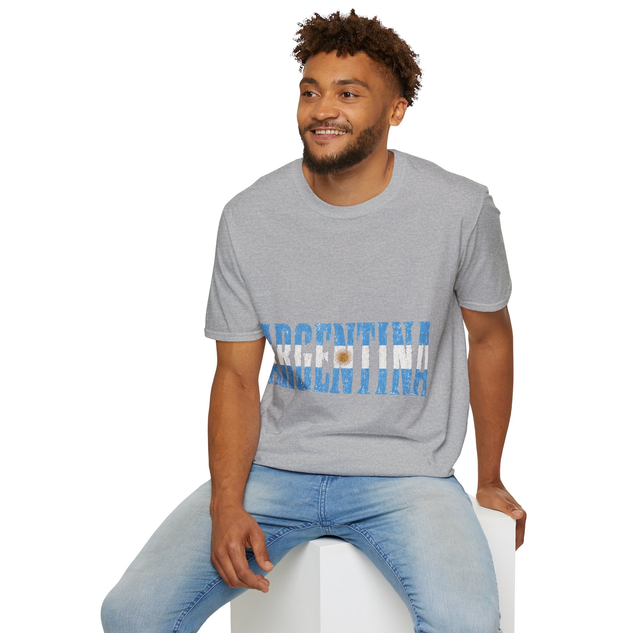 Argentina Beach Vibes T-Shirt — Distressed Blue "ARGENTINA" Graphic