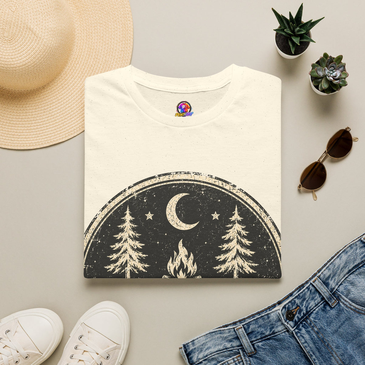 Campfire After Dark Tee — Vintage Wilderness Camping T-Shirt