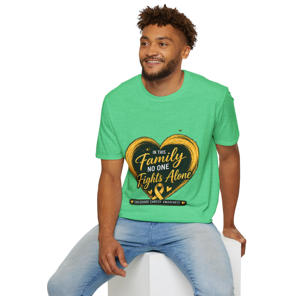 Childhood Cancer Awareness T-Shirt — "In This Family No One Fights Alone"