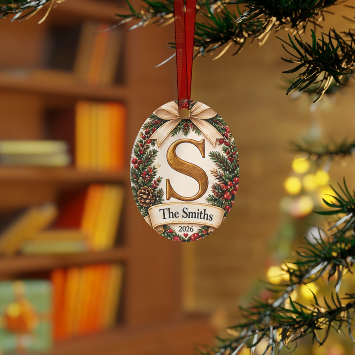 Personalized Monogram Metal Ornament – Family Name ‘S’ Christmas Keepsake (2026)