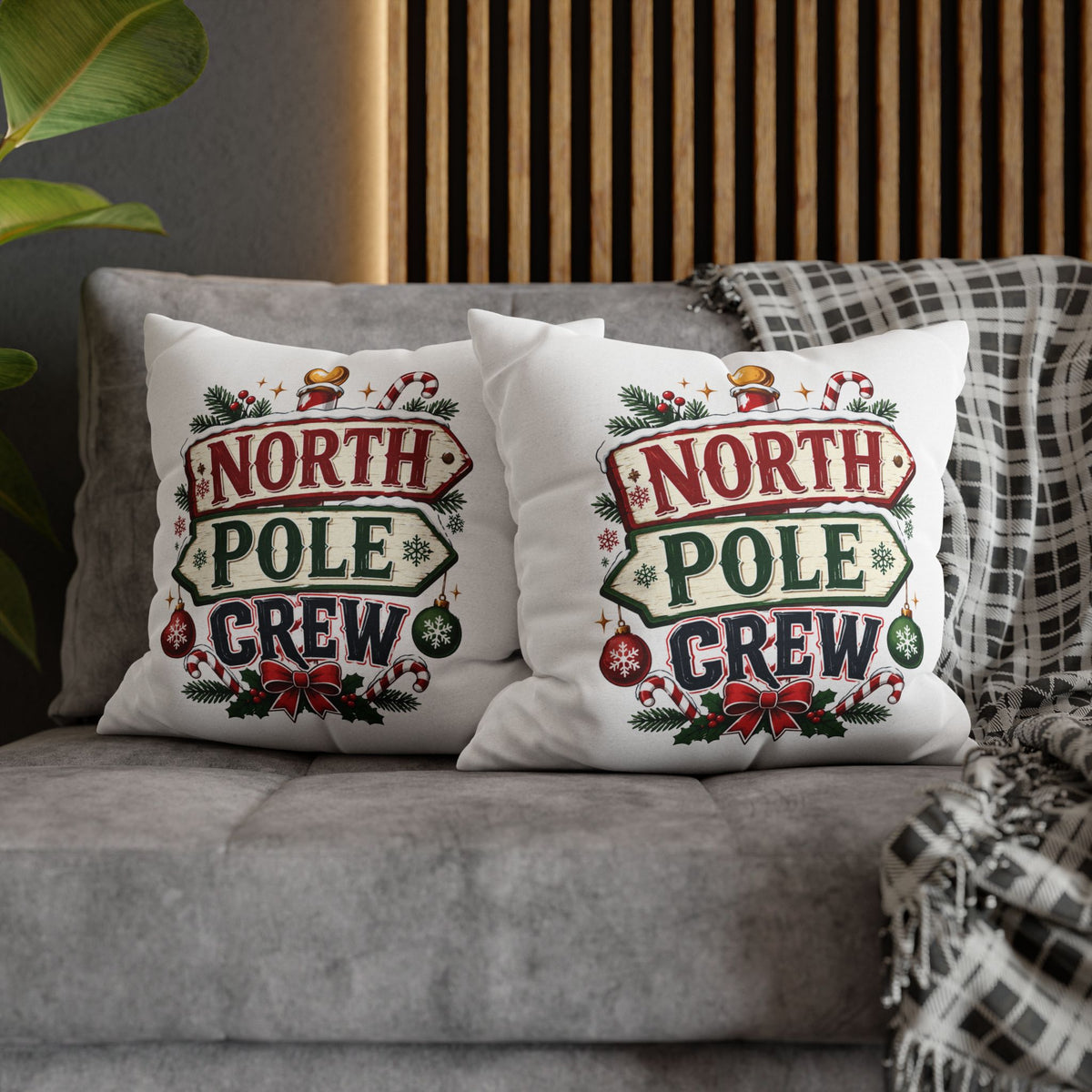 Christmas North Pole Crew Holiday Pillowcase — Christmas Decorative Throw Pillow