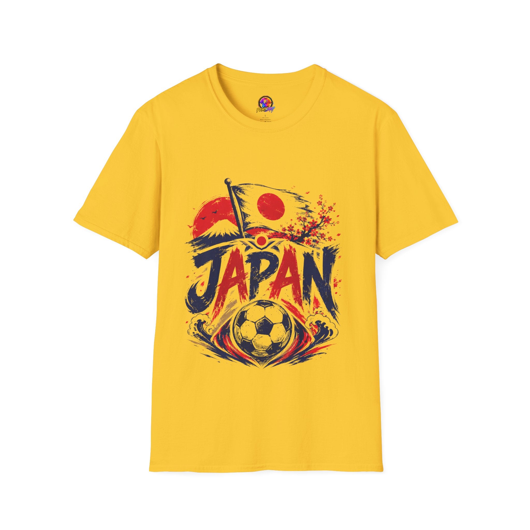 Japan Soccer T-Shirt — Japanese Flag & Cherry Blossom Football Graphic