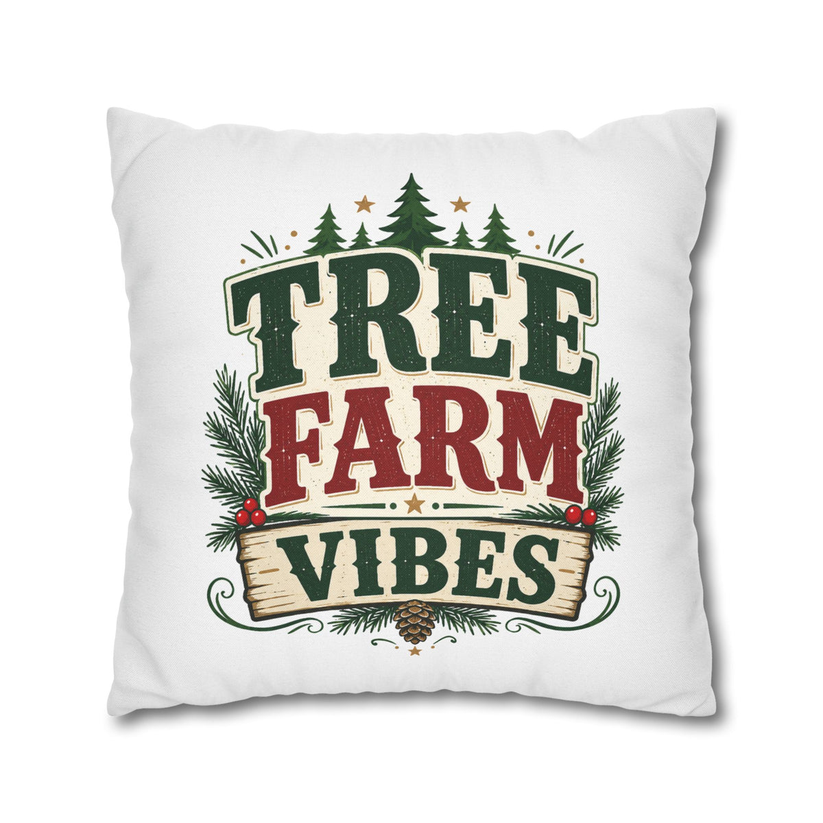 Christmas Pillowcase Tree Farm Vibes Holiday Pillow