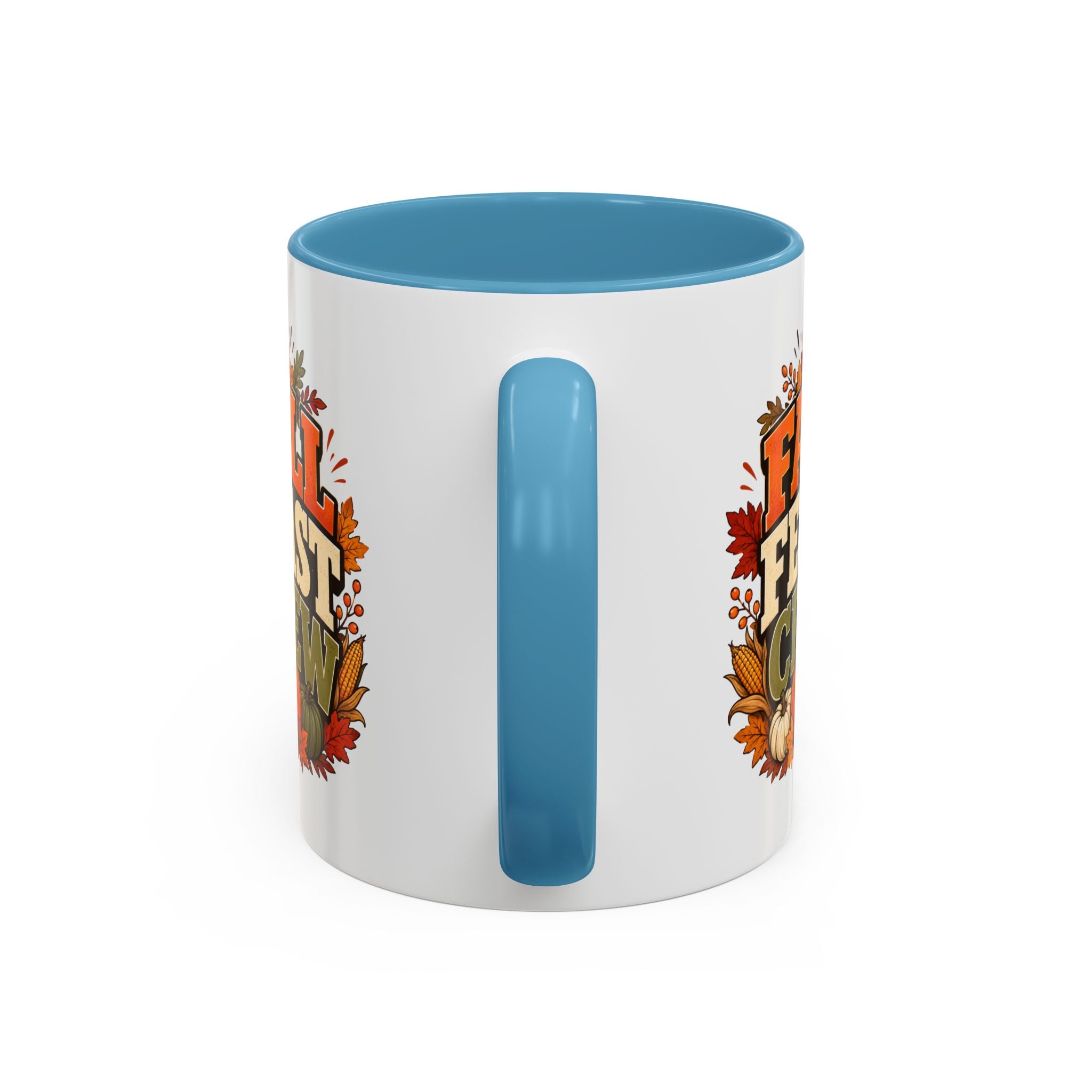 Thanksgiving Mug Fall Feast Crew Coffee Mug — Thanksgiving Pumpkin Autumn Leaves Accent Mug