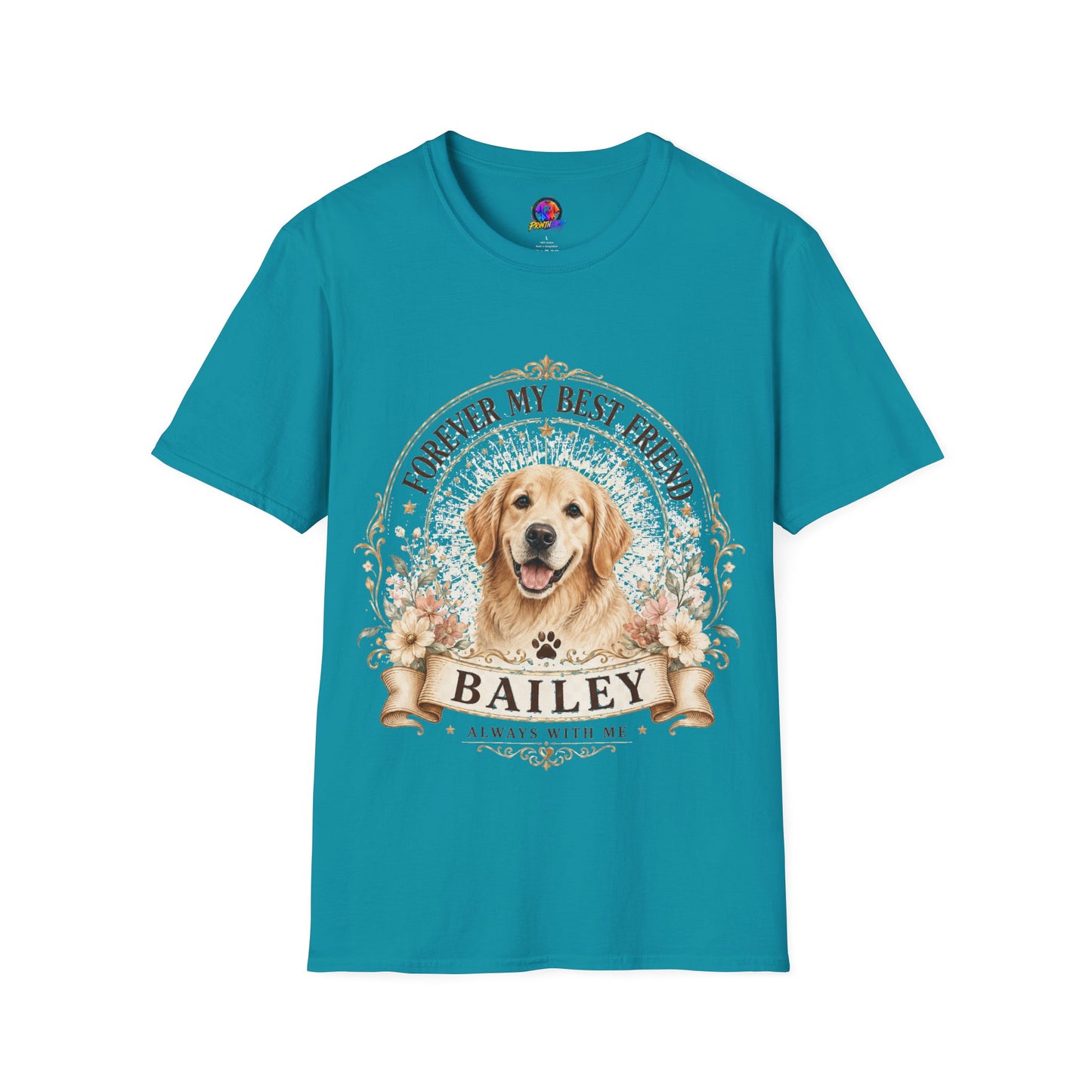 Forever My Best Friend Dog T-Shirt — Personalized Pet Name Golden Retriever Tee