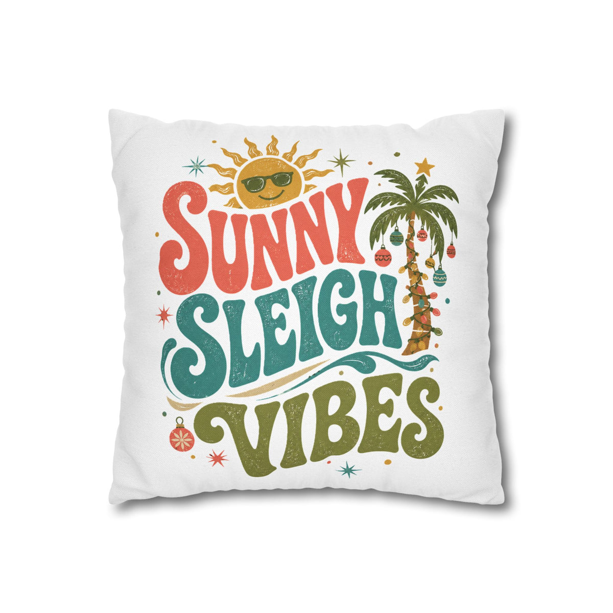Sunny Sleigh Vibes Decorative Pillowcase Modern Day Christmas
