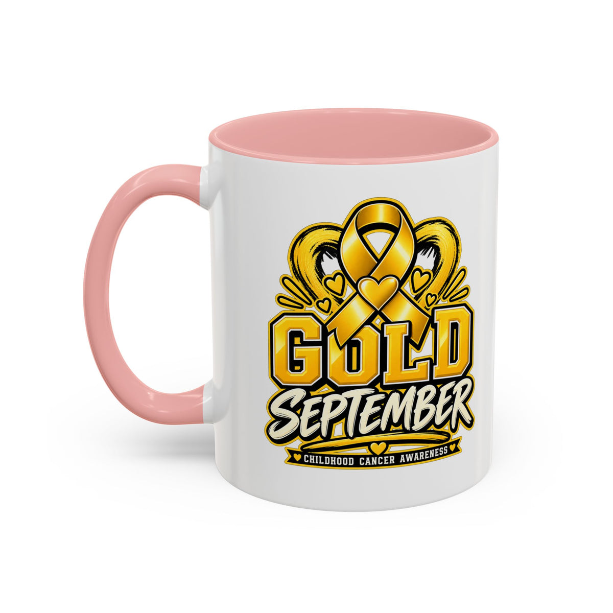 Gold September Coffee Mug — Childhood Cancer Awareness Accent Mug (11/15oz)