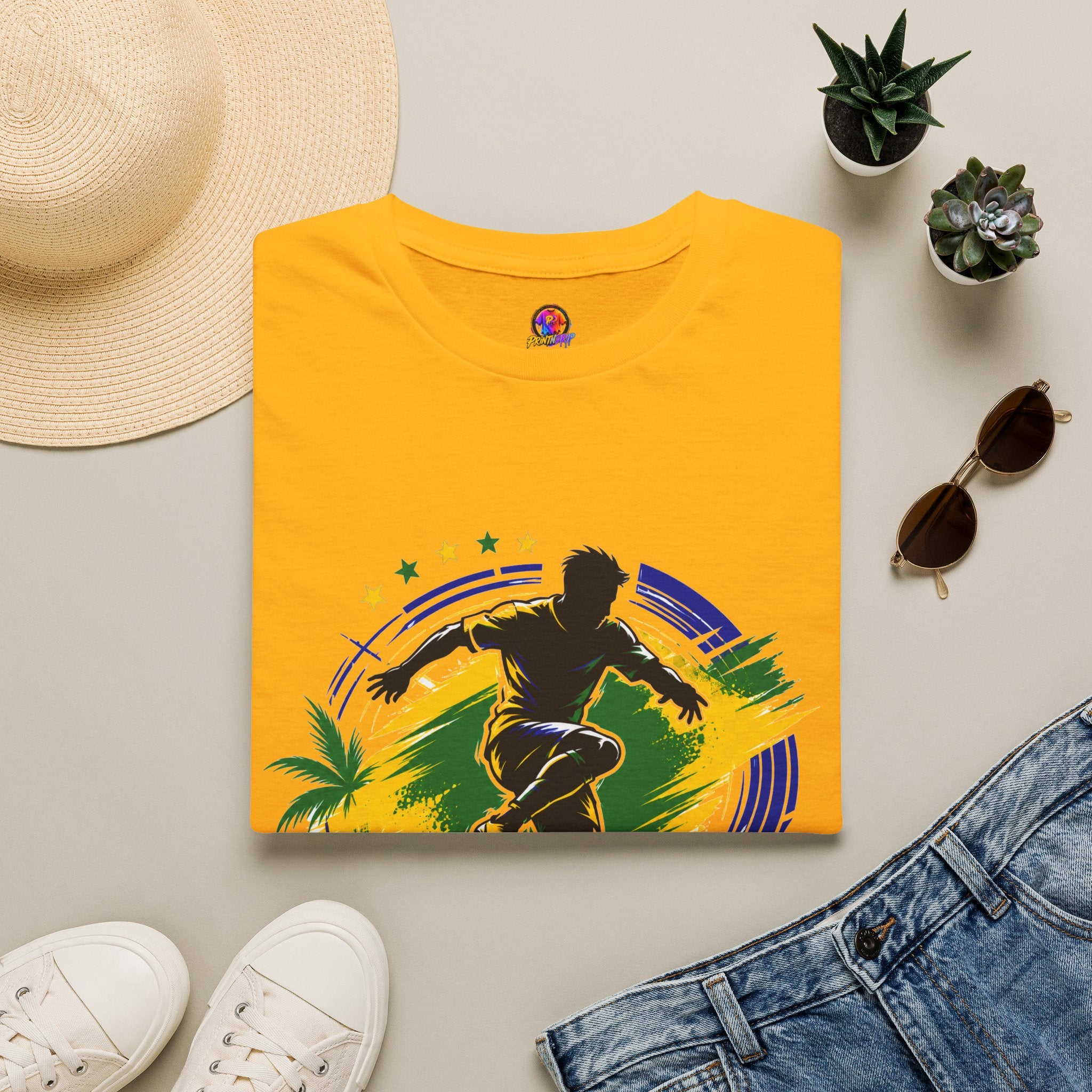Brazil  Samba Strike Soccer T-Shirt — Brazilian Football Player Graphic Tee