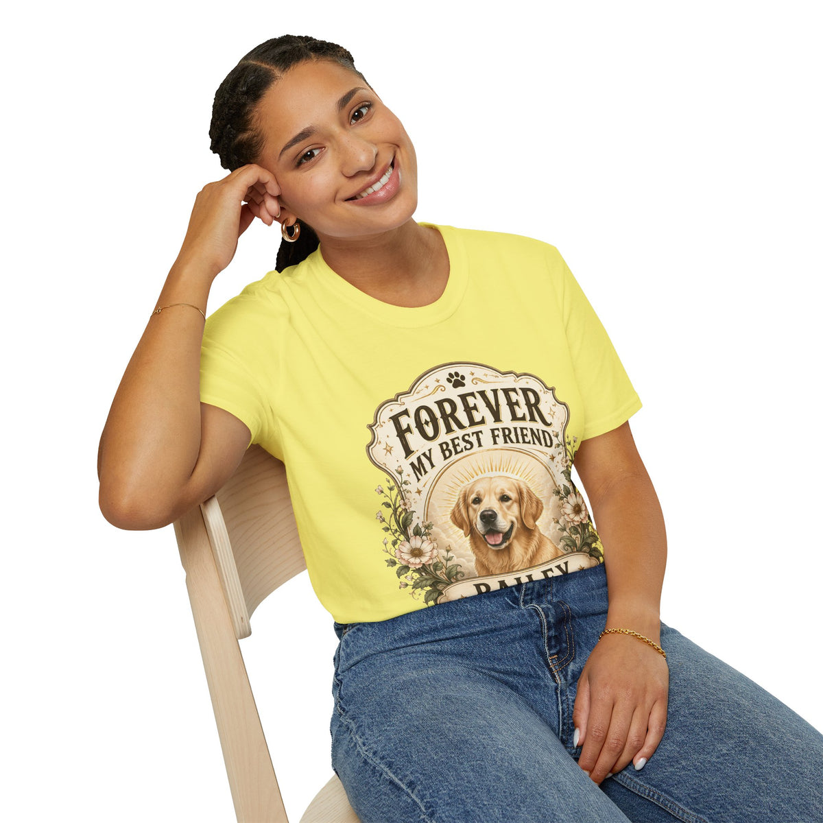Dog Memorial T-Shirt — "Forever My Best Friend" Personalized Pet Tribute Tee
