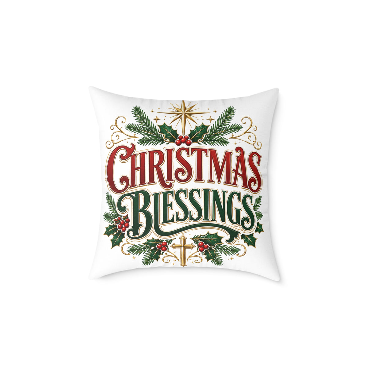 Christmas Blessings Square Poly Canvas Pillow