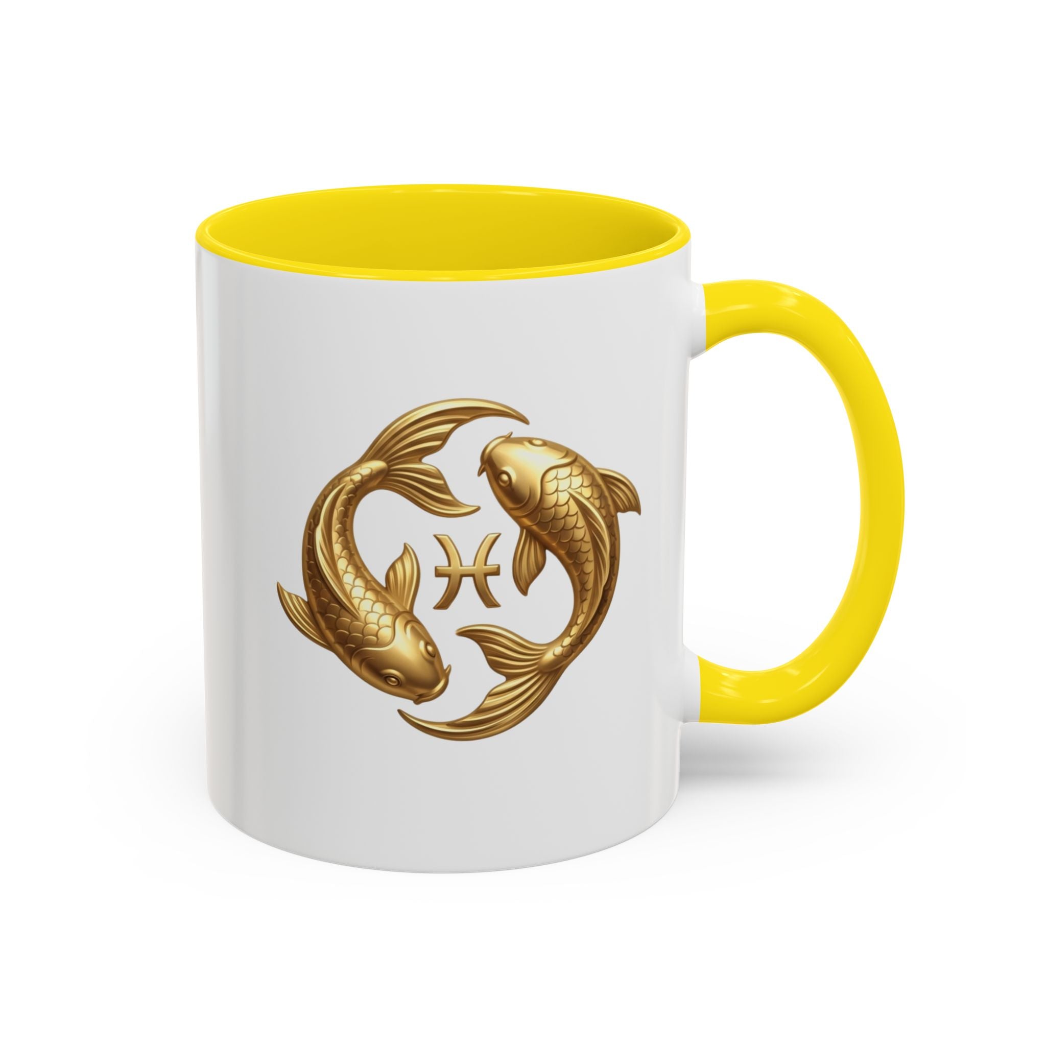 Pisces Zodiac Coffee Mug – Gold Koi Fish Horoscope Accent Mug