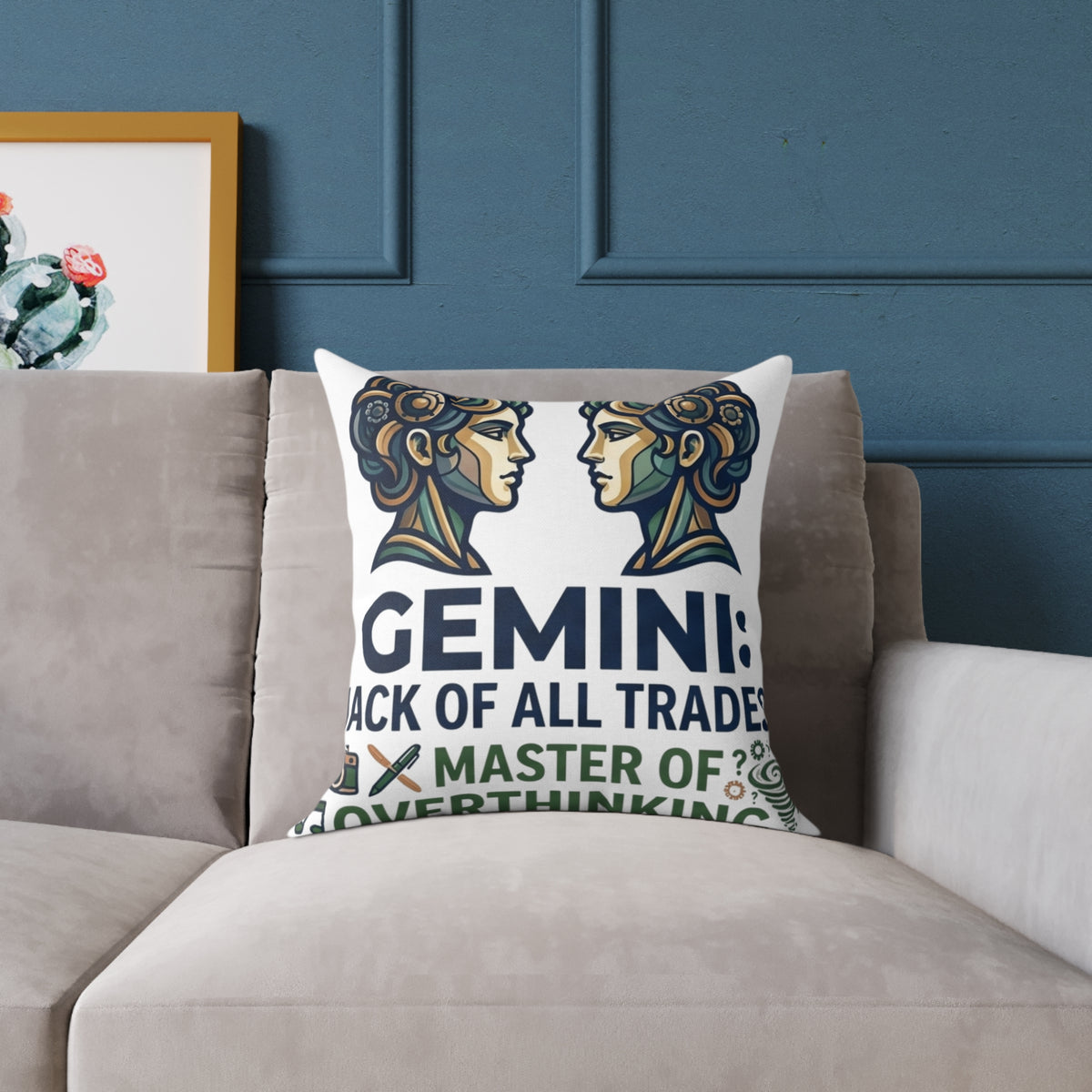 Gemini Zodiac Jack Of All Trades Square Poly Canvas Pillow