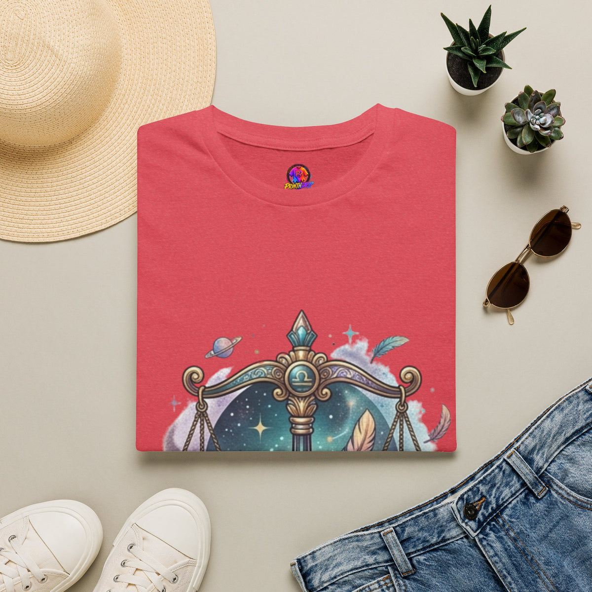 Libra Scales Zodiac T-Shirt — Celestial Astrology Graphic Tee