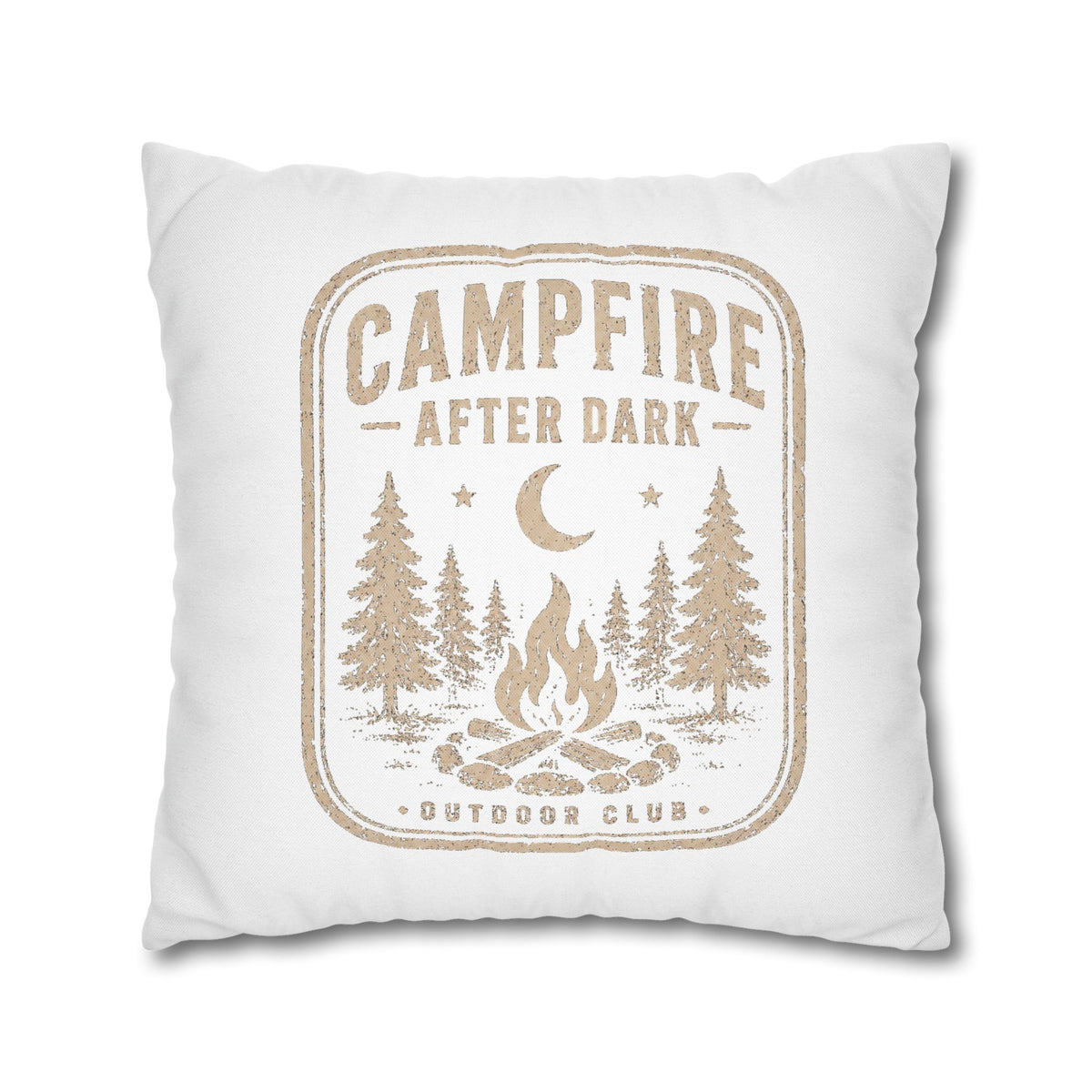 Campfire After Dark Square Pillowcase Milo Bailey Dog Dad Mom– Rustic Outdoor Camping Throw Pillow Cover