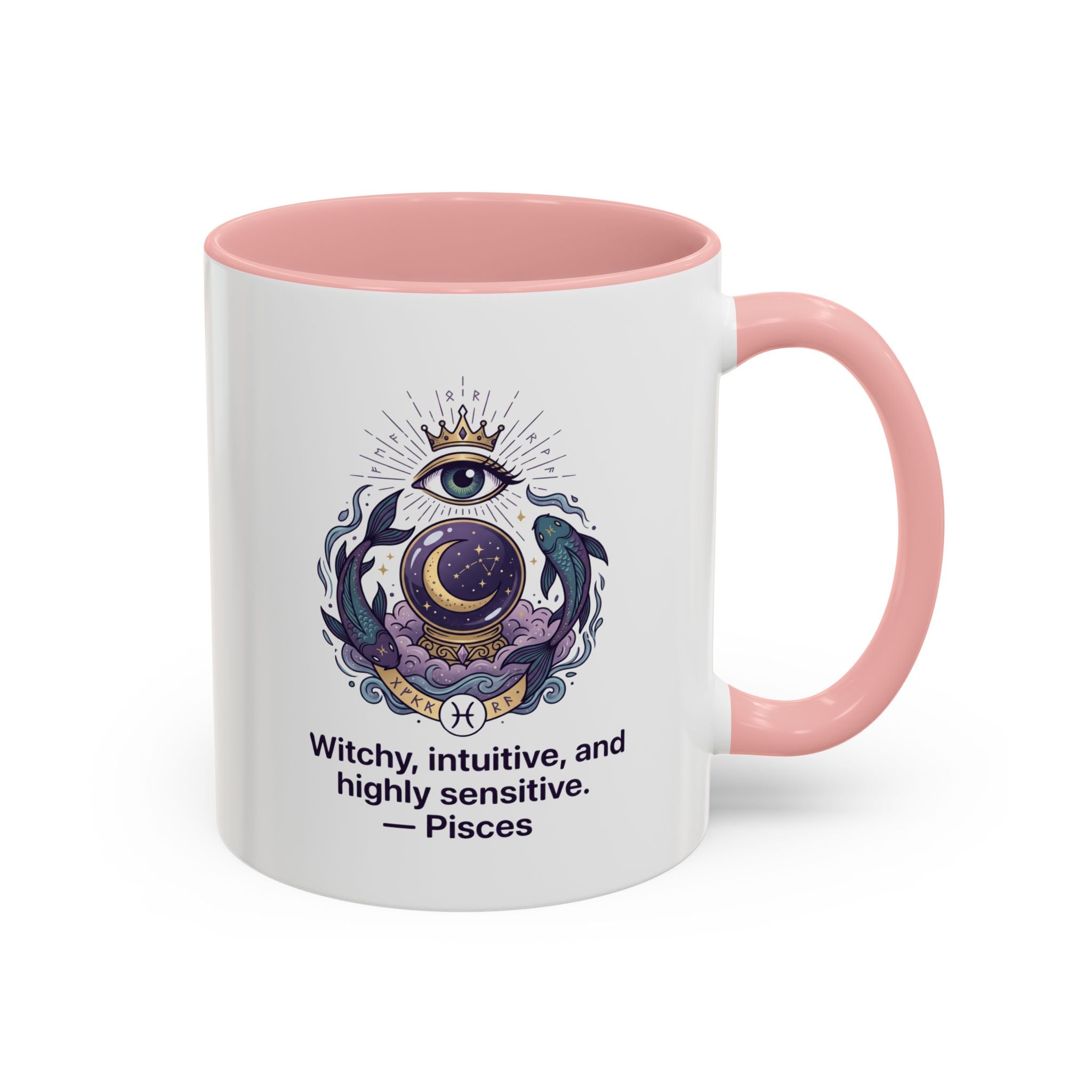 Pisces Witchy Accent Mug — "Witchy, intuitive, and highly sensitive" Astrology Coffee Cup (11/15oz)