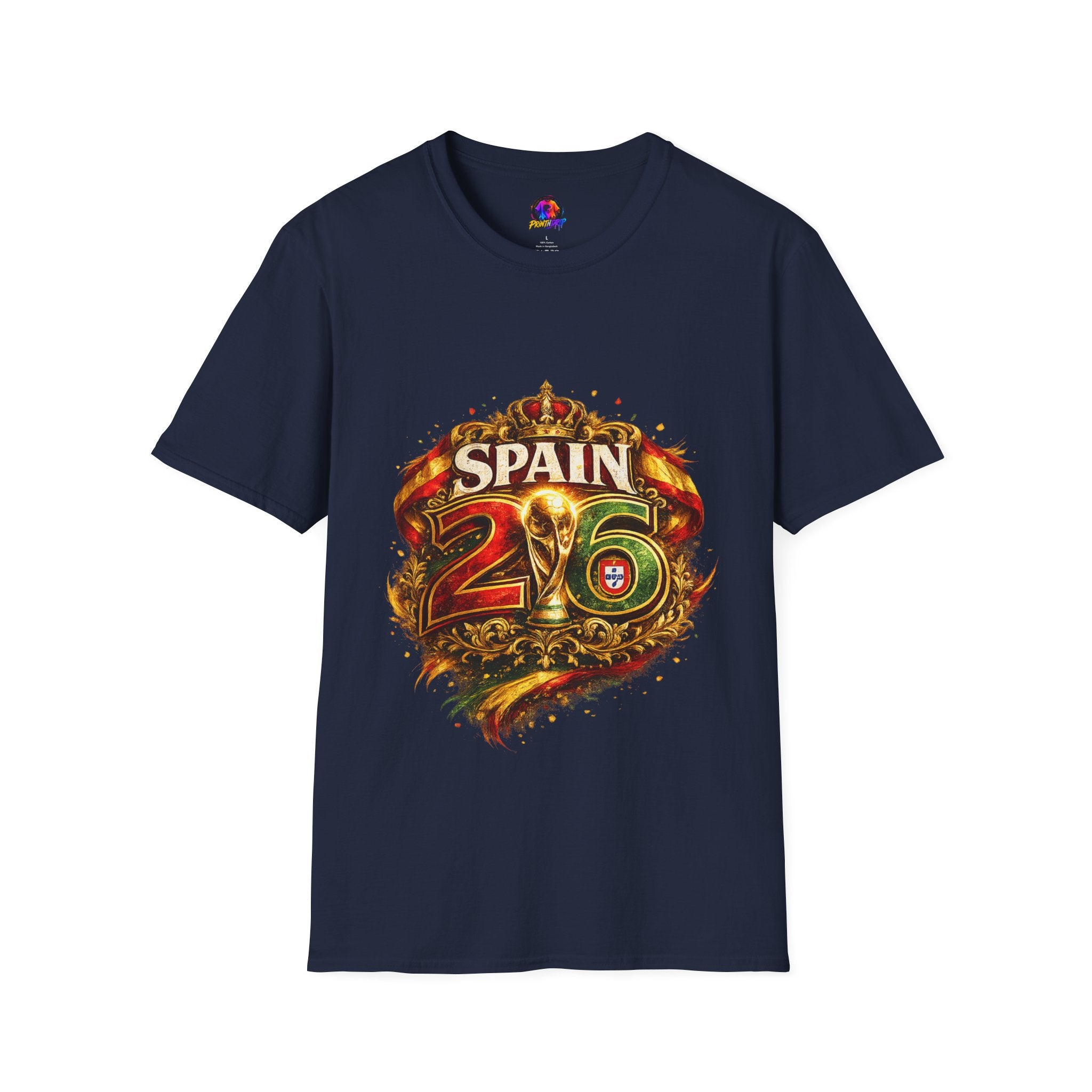 Spain 26 Graphic T-Shirt — Vintage Crowned Soccer Fan Tee