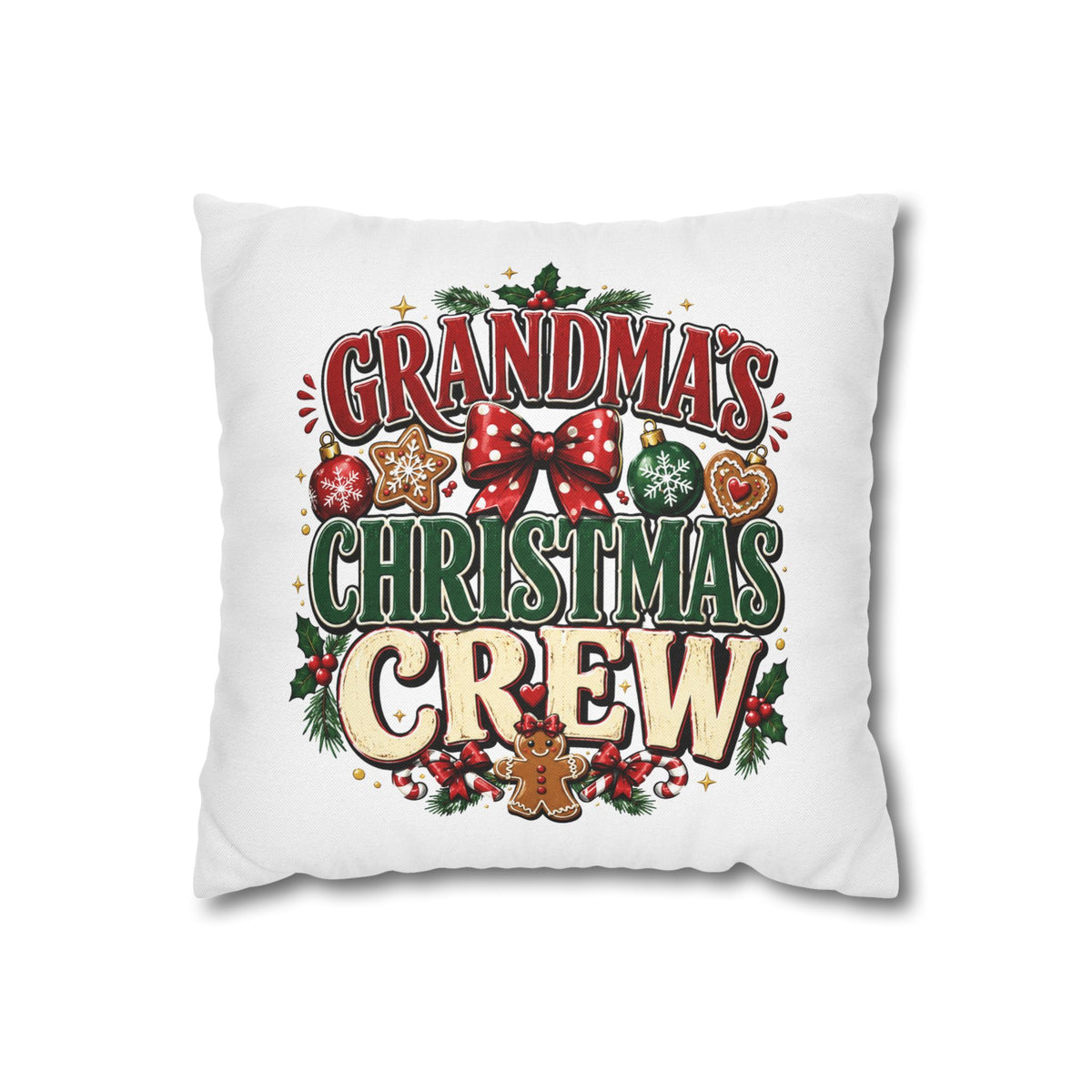 Grandma's Christmas Crew Holiday Pillowcase — Festive Family Decor