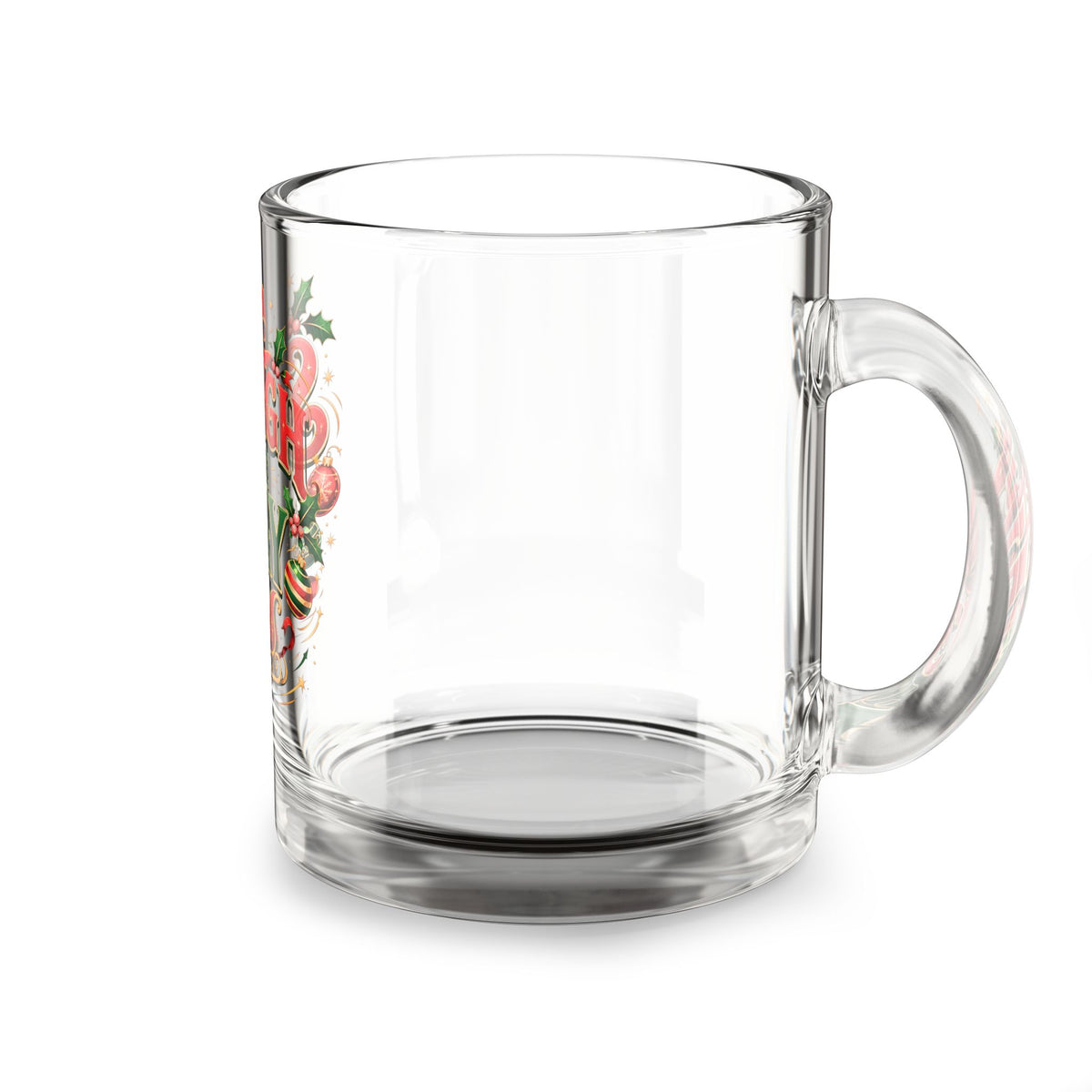Christmas Glass Mug 10 oz Glass Mug — "Sleigh the Day" Festive Christmas Coffee Mug (10 oz)