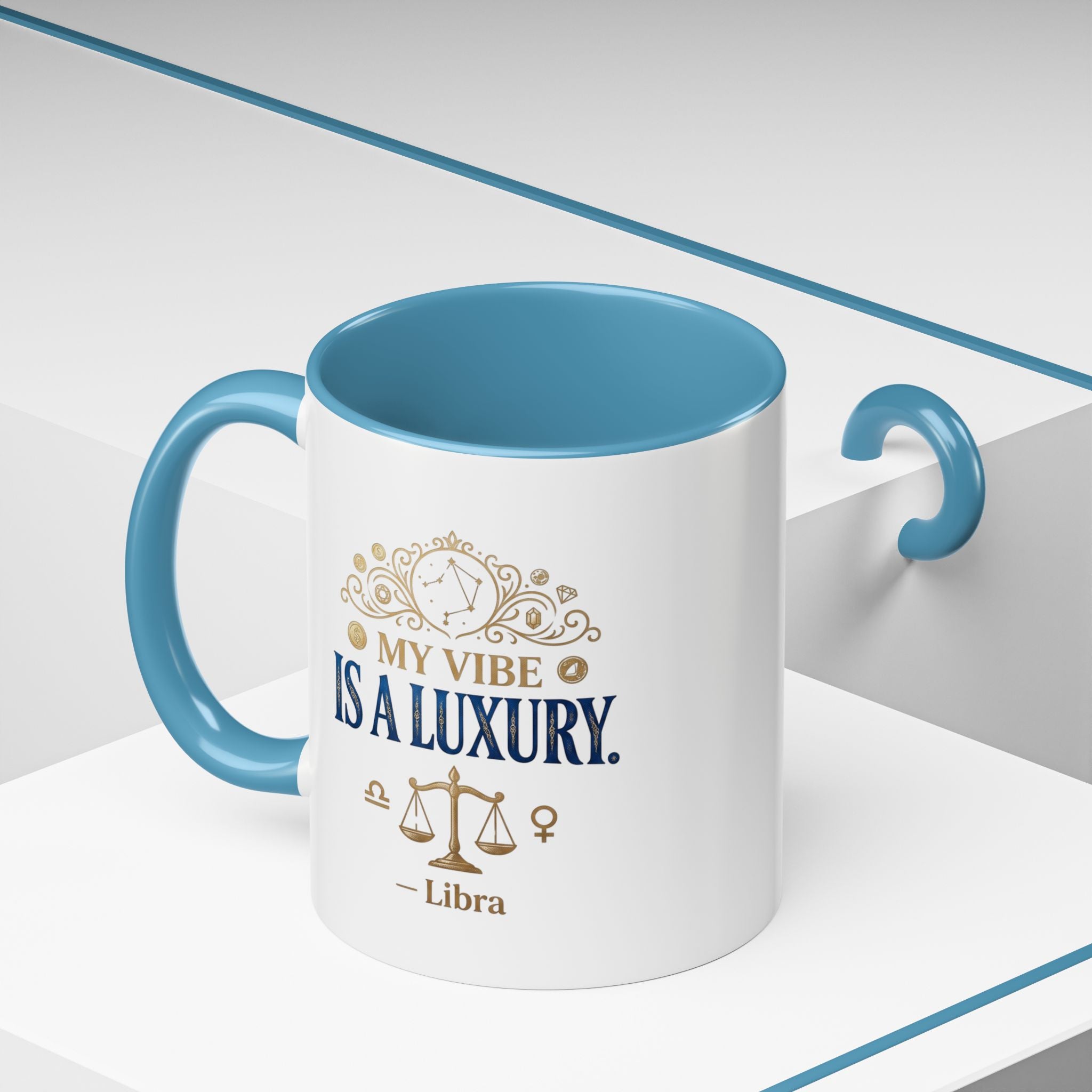 Libra Coffee Mug — "My Vibe Is A Luxury" Zodiac Accent Mug