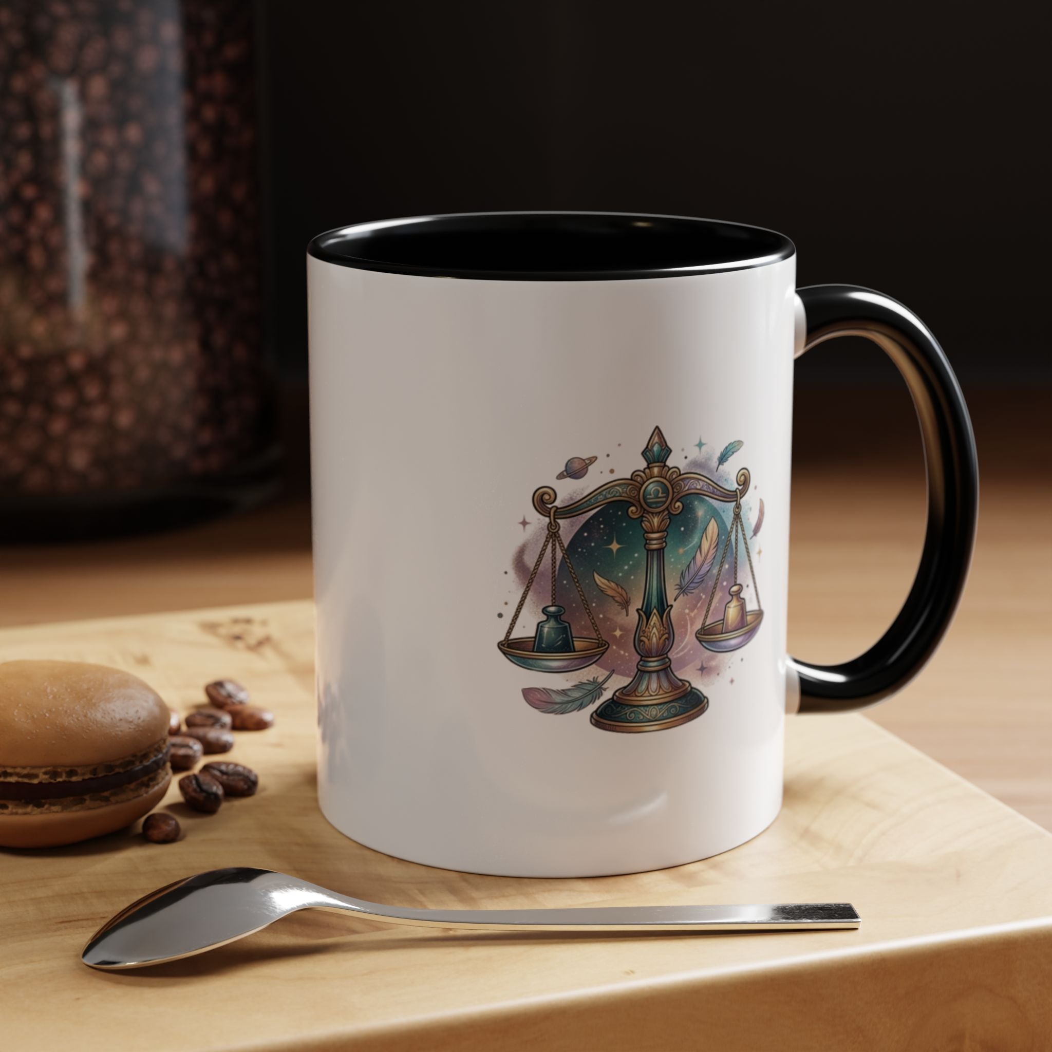 Libra Zodiac Scales Accent Coffee Mug — Astrology Constellation Gift