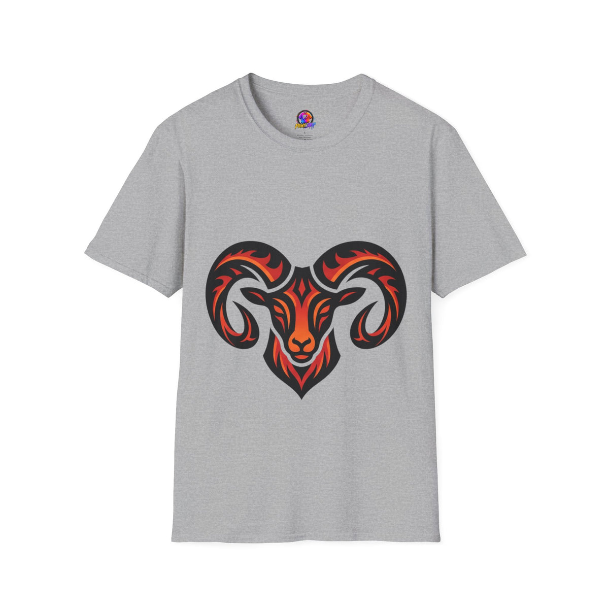 Aries Zodiac Ram Head Graphic T-Shirt — Tribal Flame Aries Design