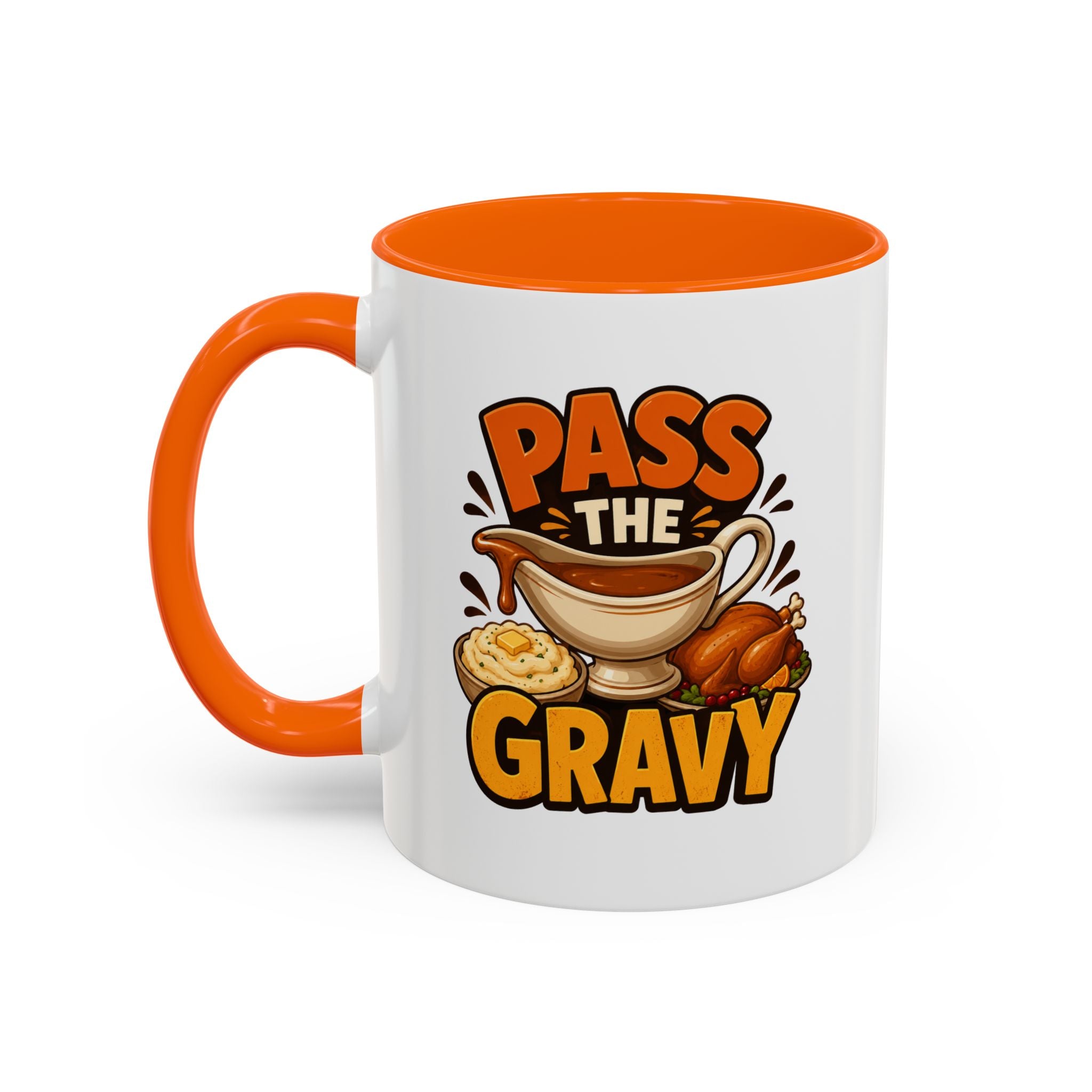 Thanksgiving Mug Pass the Gravy Coffee Mug — Thanksgiving Turkey & Gravy Bowl Accent Mug