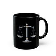 Libra Zodiac Libra Scales Black Coffee Mug — Zodiac Balance Astrology Gift