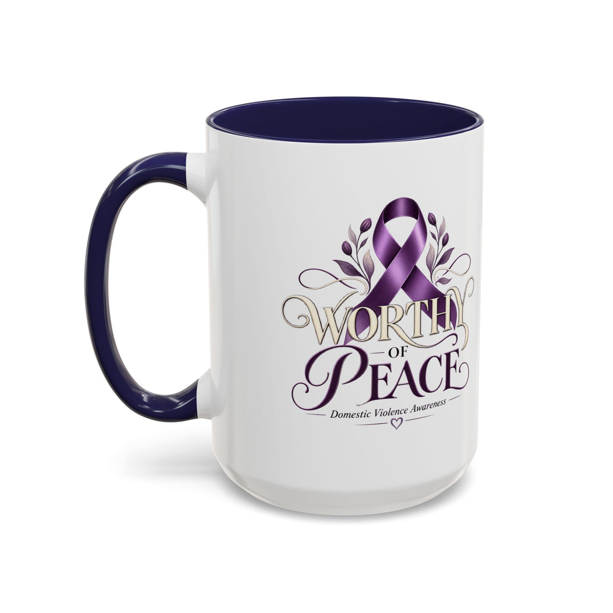 Worth of Peace Accent Coffee Mug — Domestic Violence Awareness Ribbon (11/15oz)