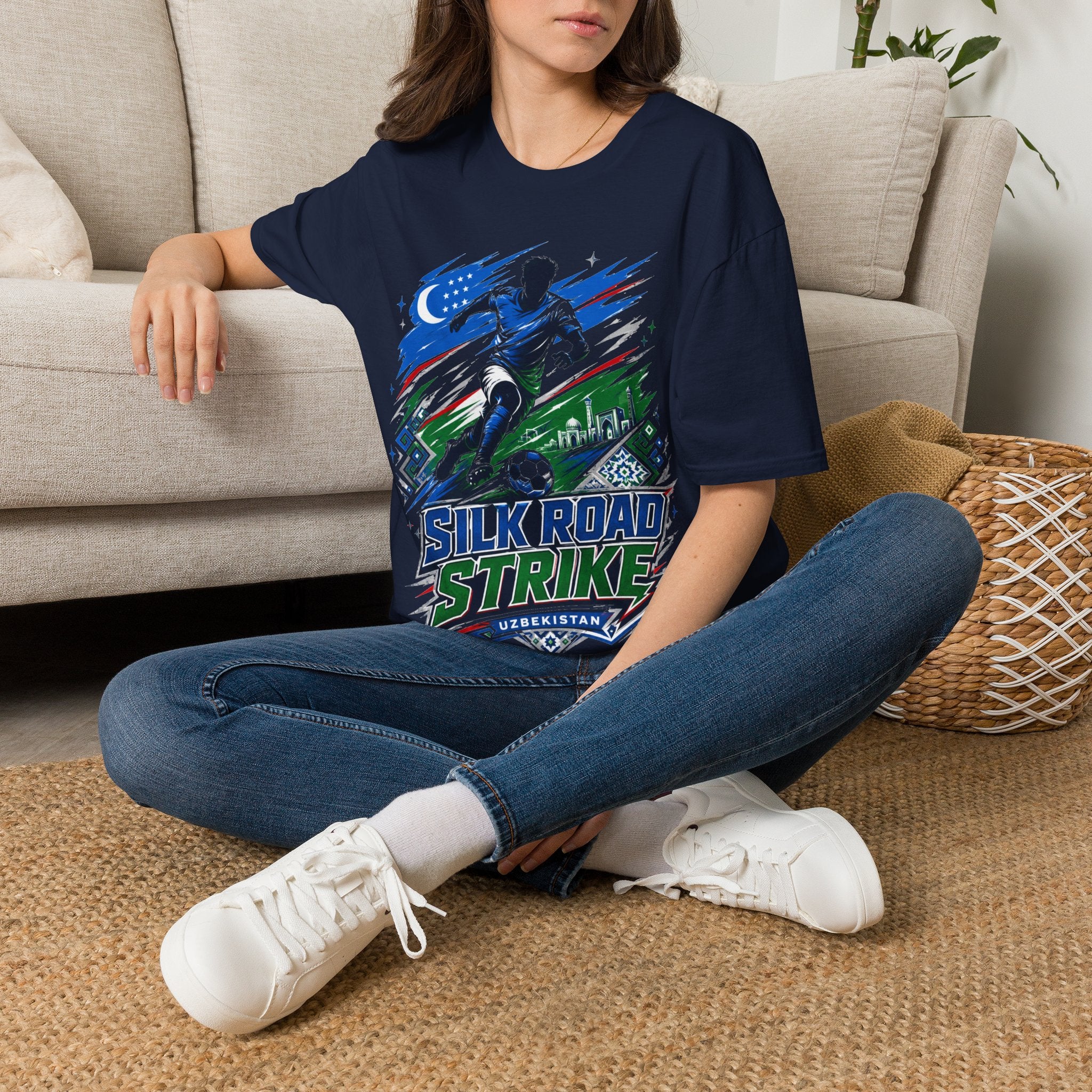 Silk Road Strike Soccer T-Shirt — Uzbekistan Football Graphic Tee