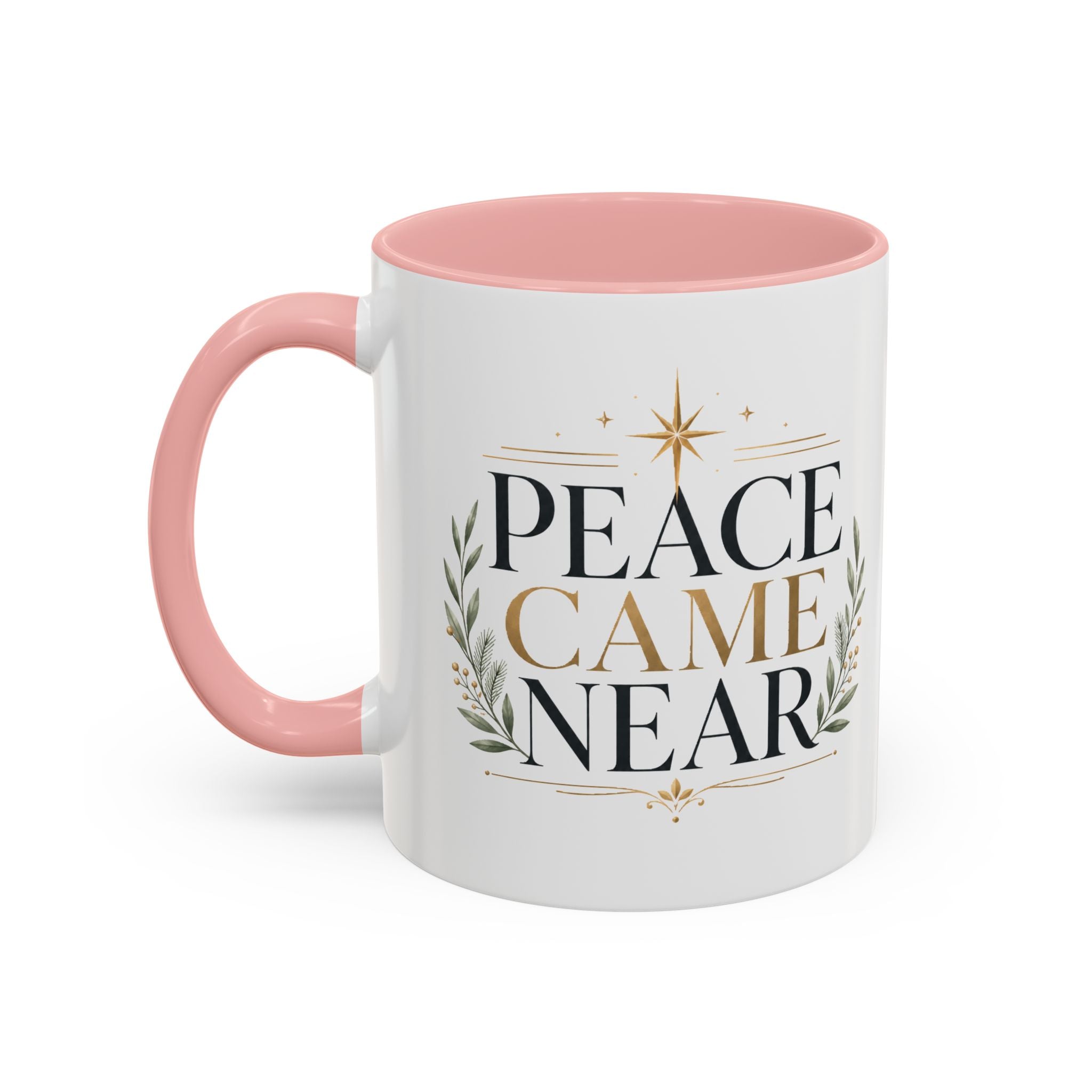 Christmas Peace Came Near Accent Coffee Mug — Holiday Christian Christmas Tea Cup