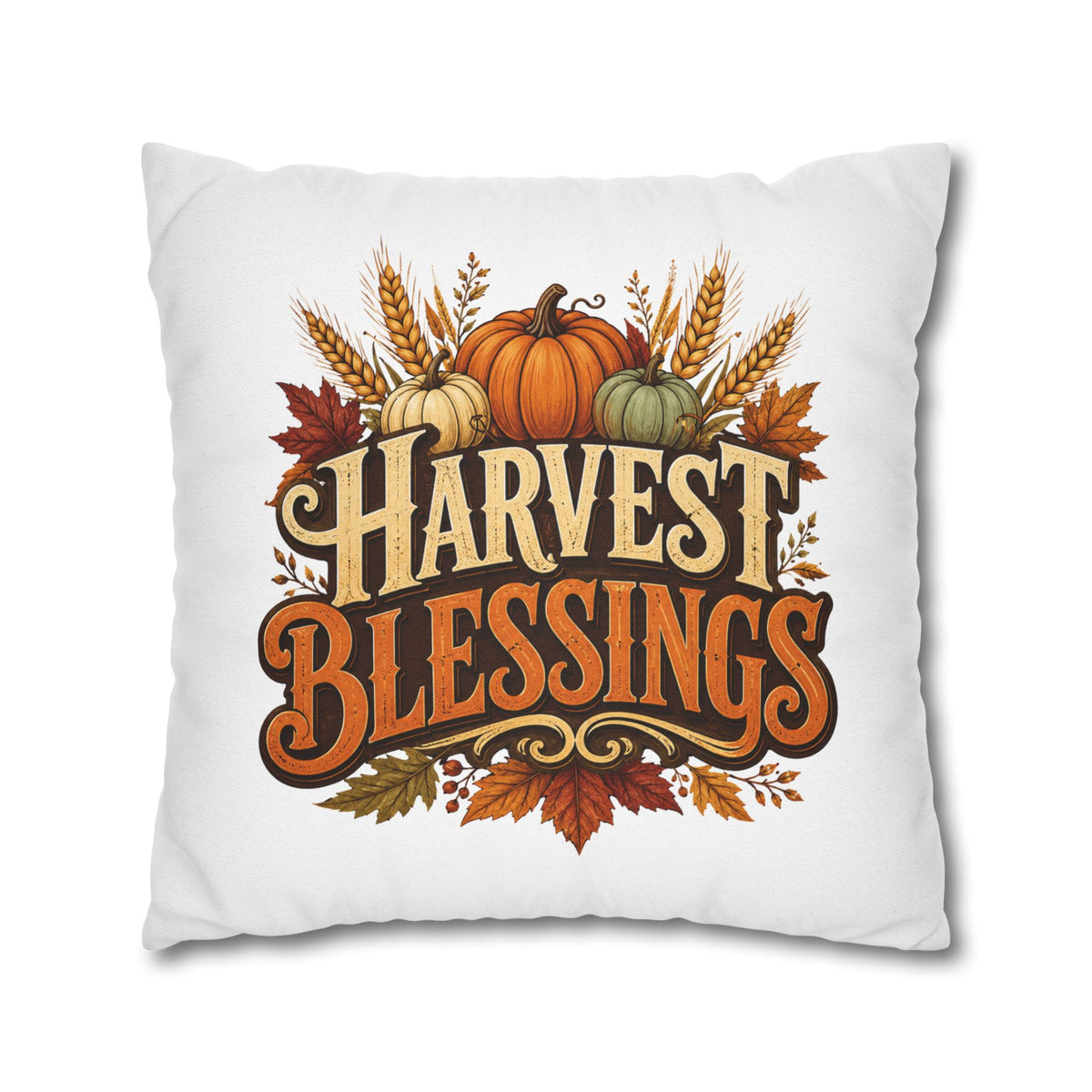 Thanksgiving Harvest Blessings Throw Pillowcase — Autumn Pumpkin Fall Decor