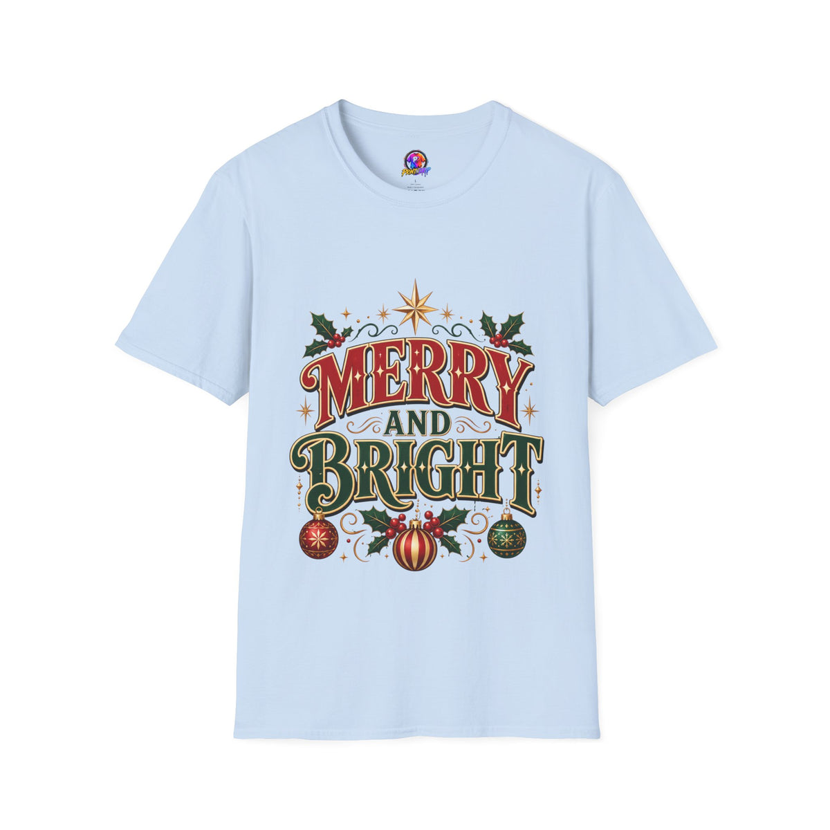 Merry and Bright T-Shirt — Festive Christmas Holiday Tee