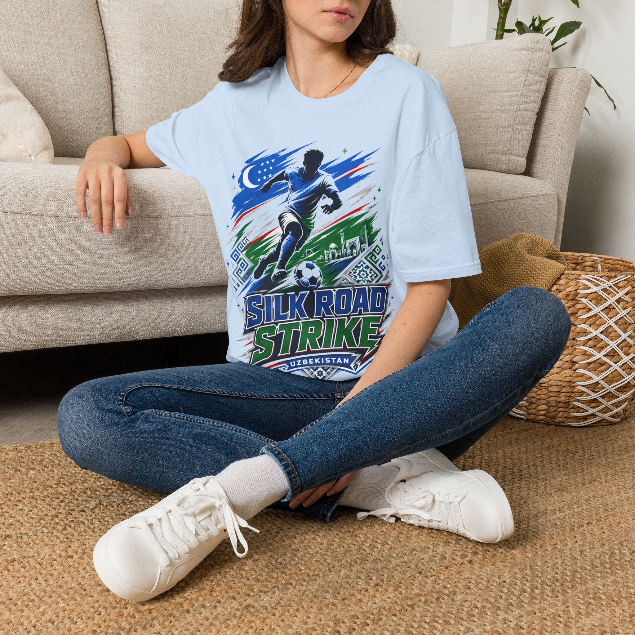 Silk Road Strike Soccer T-Shirt — Uzbekistan Football Graphic Tee